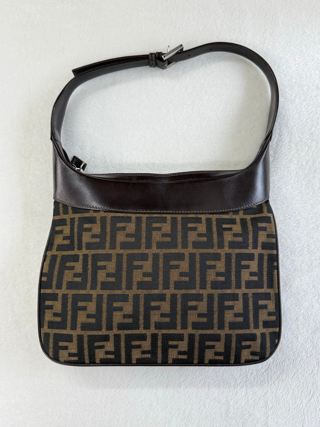 FENDI Zucca Canvas Crescent Hobo Bag