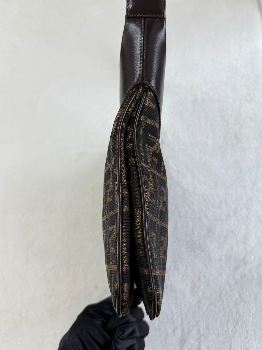 FENDI Zucca Canvas Crescent Hobo Bag