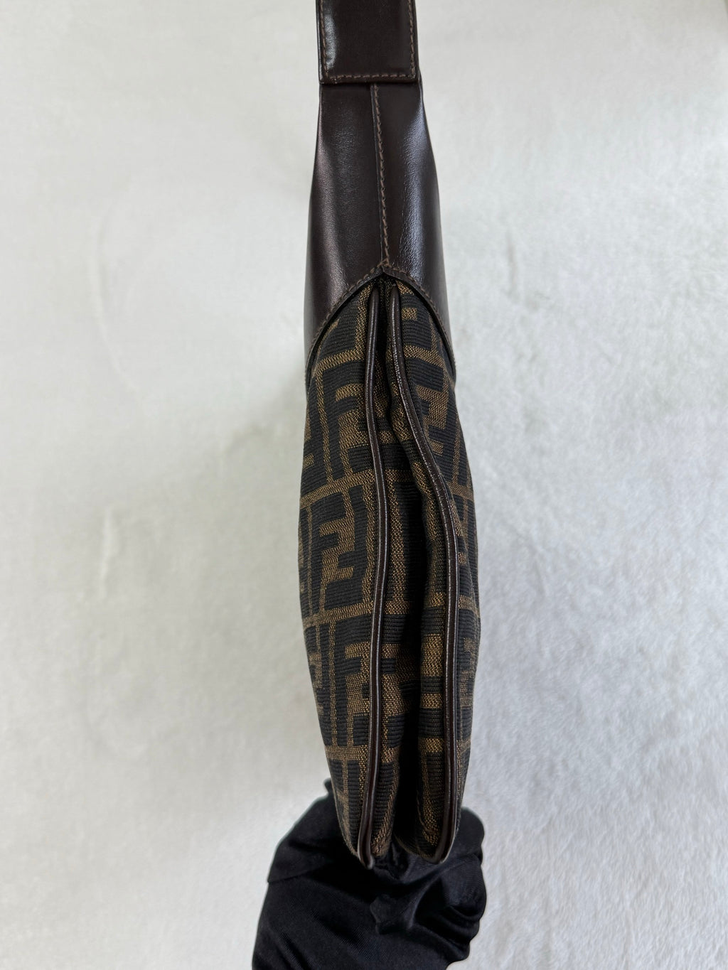 FENDI Zucca Canvas Crescent Hobo Bag