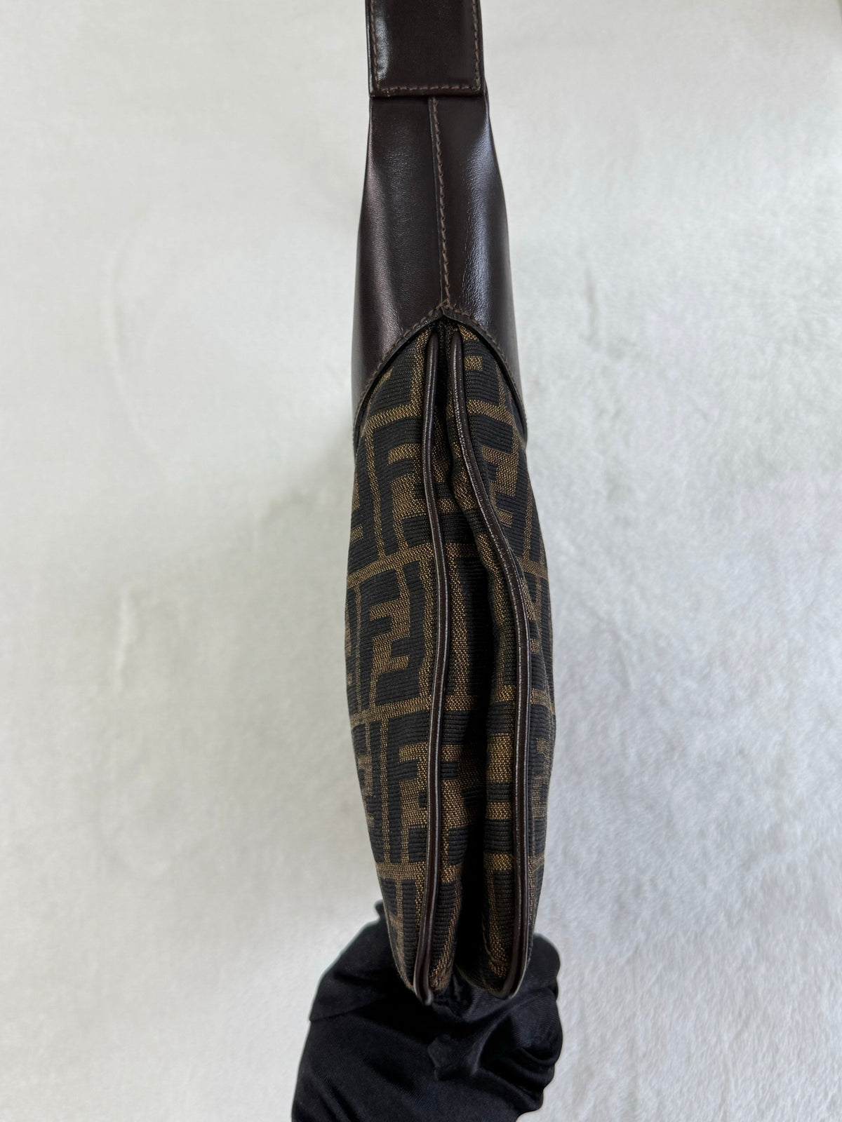 FENDI Zucca Canvas Crescent Hobo Bag