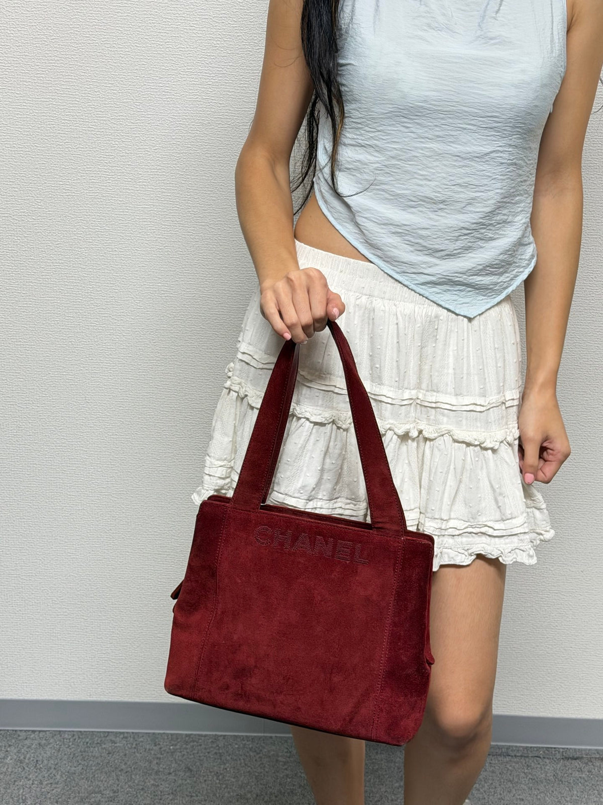 Chanel  Suede LAX Embroidered Logo Tote Bag