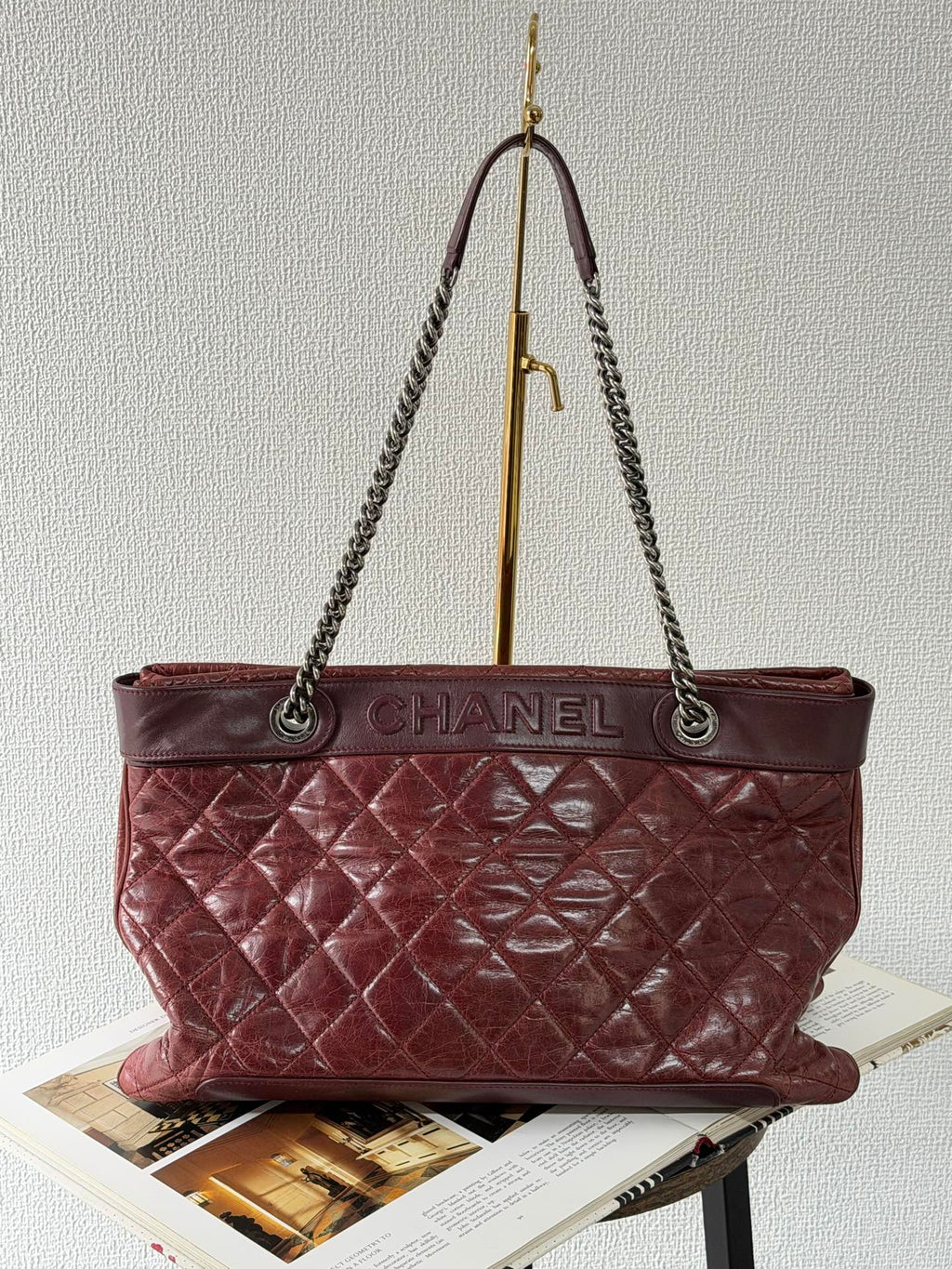 CHANEL Aged Calfskin LAX Chain Shopping Tote Bag