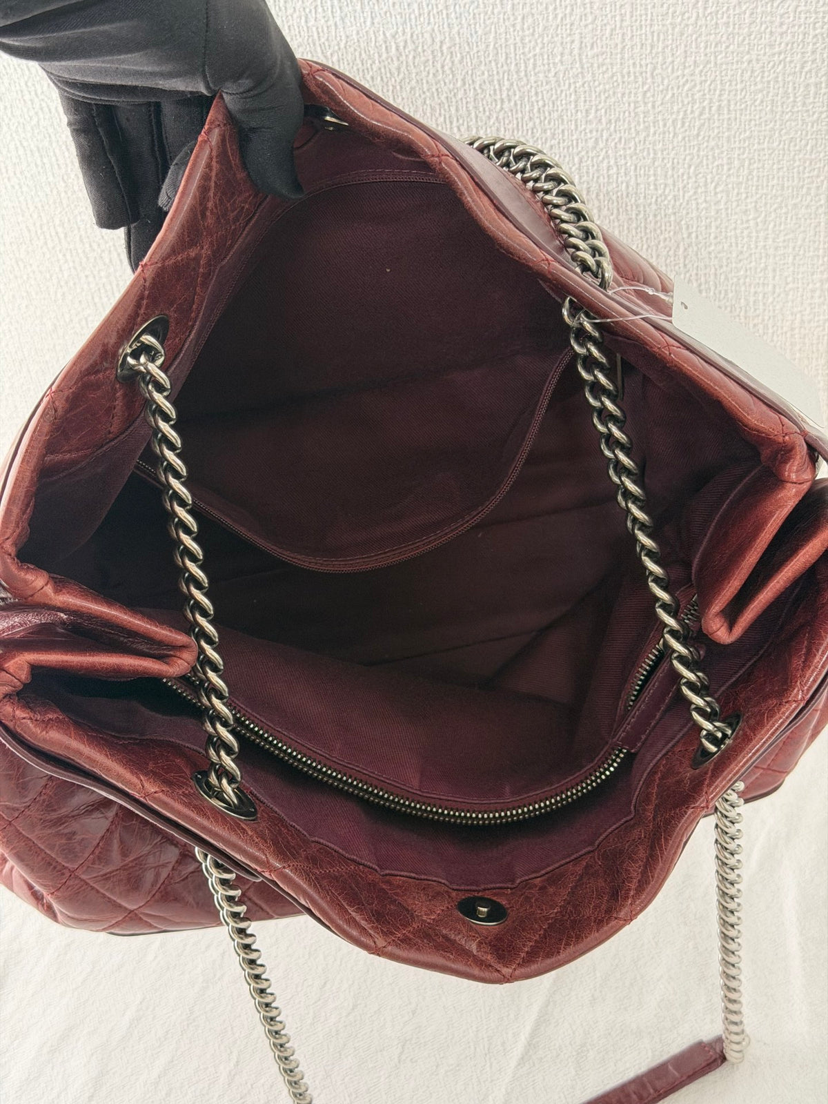 CHANEL Aged Calfskin LAX Chain Shopping Tote Bag