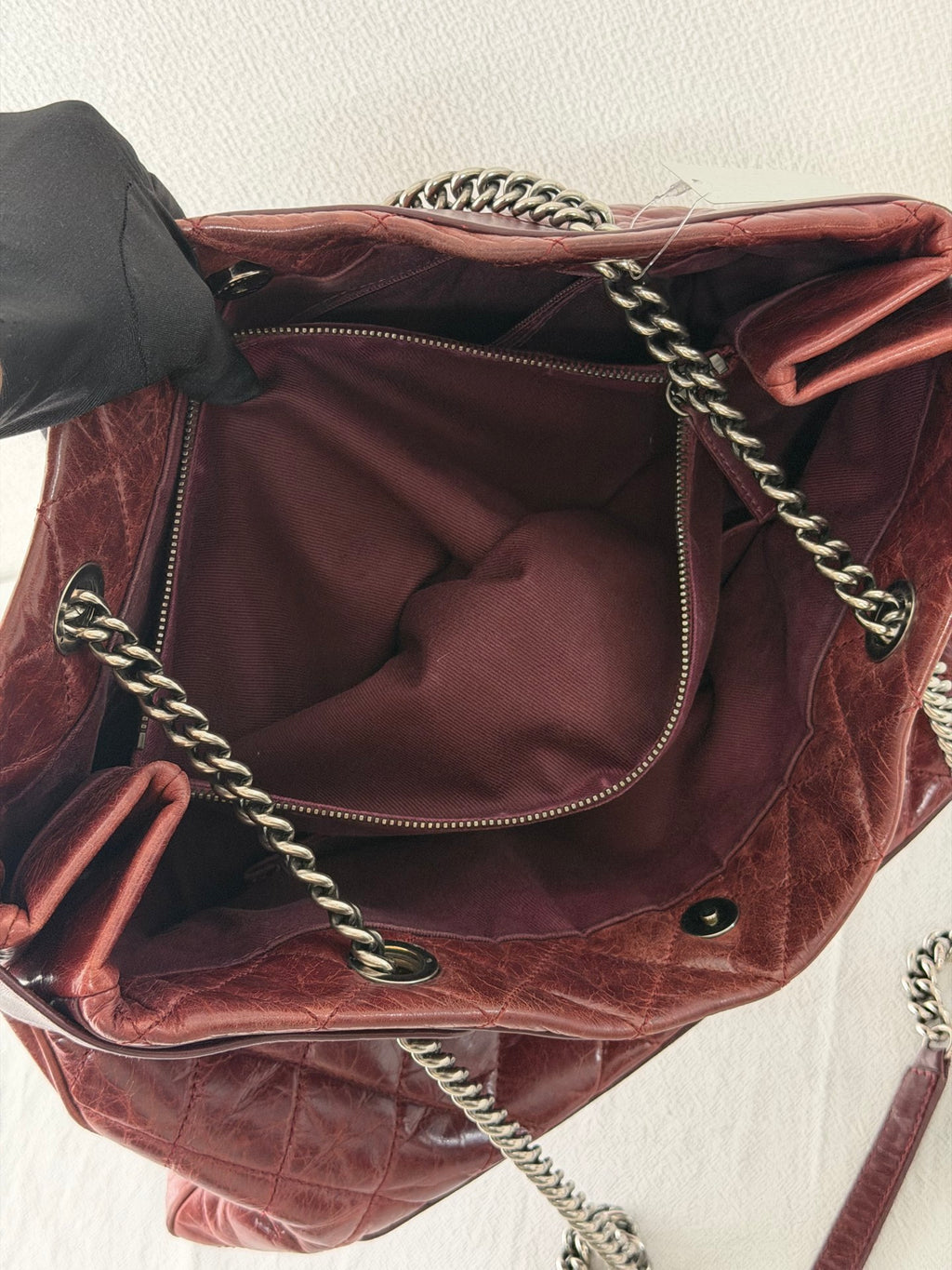 CHANEL Aged Calfskin LAX Chain Shopping Tote Bag
