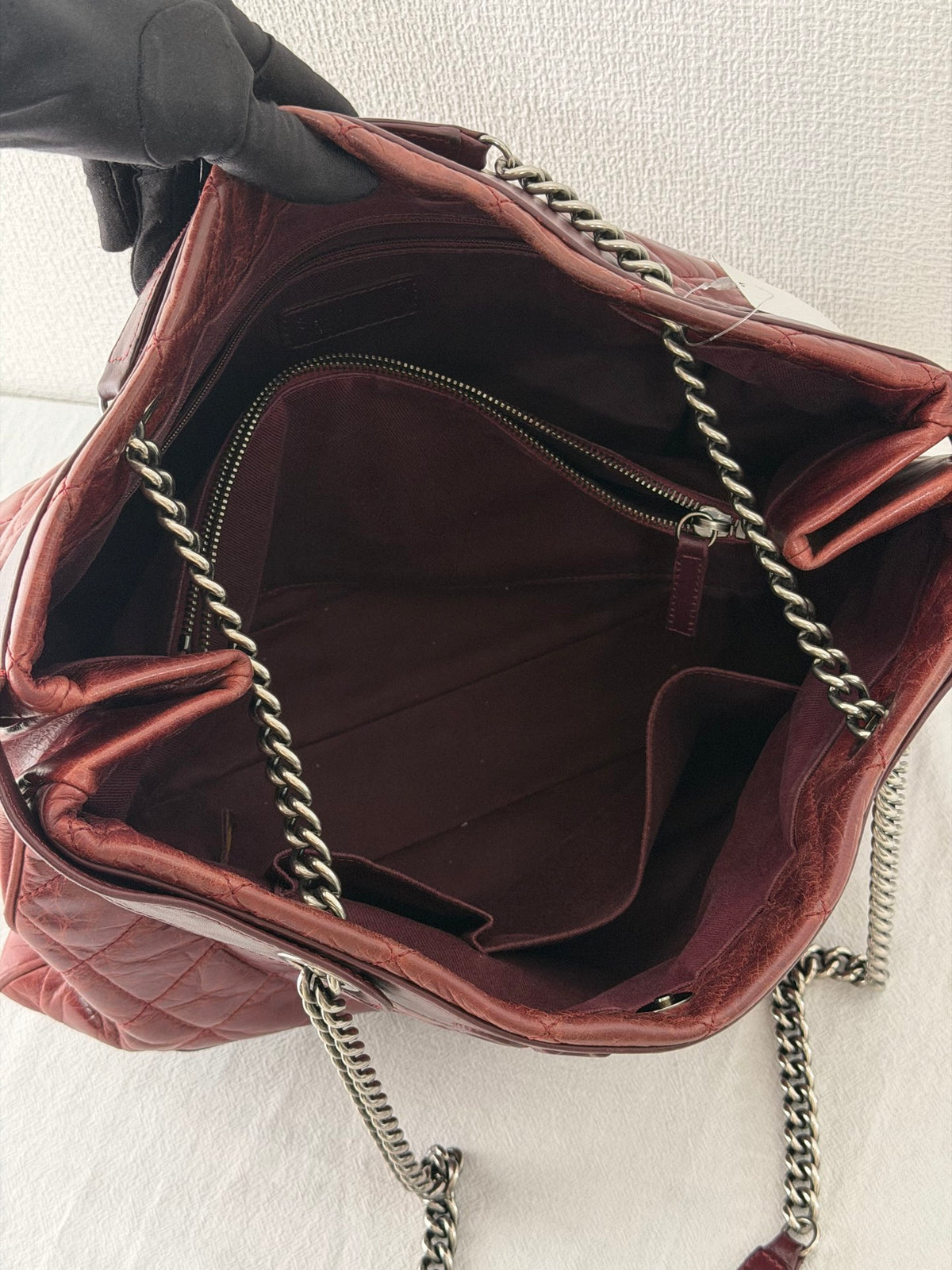 CHANEL Aged Calfskin LAX Chain Shopping Tote Bag