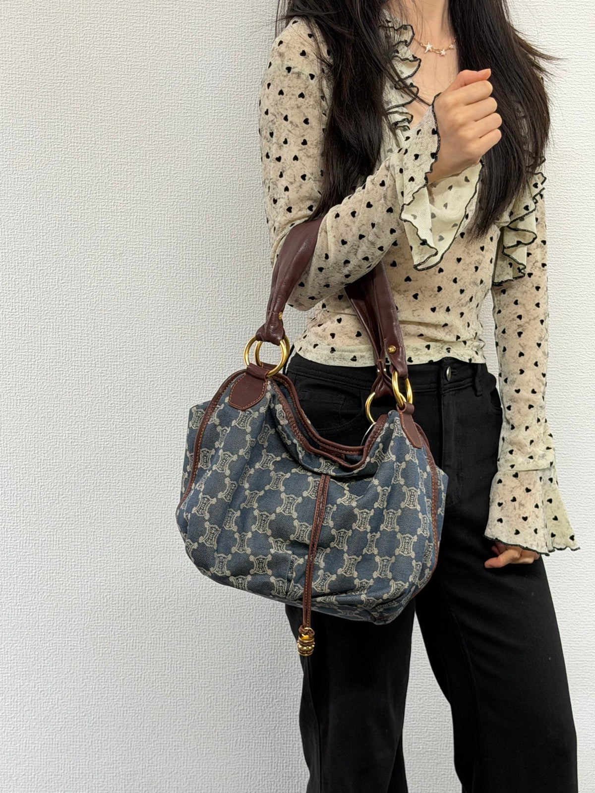 CELINE Macadam Denim Bittersweet Hobo Bag