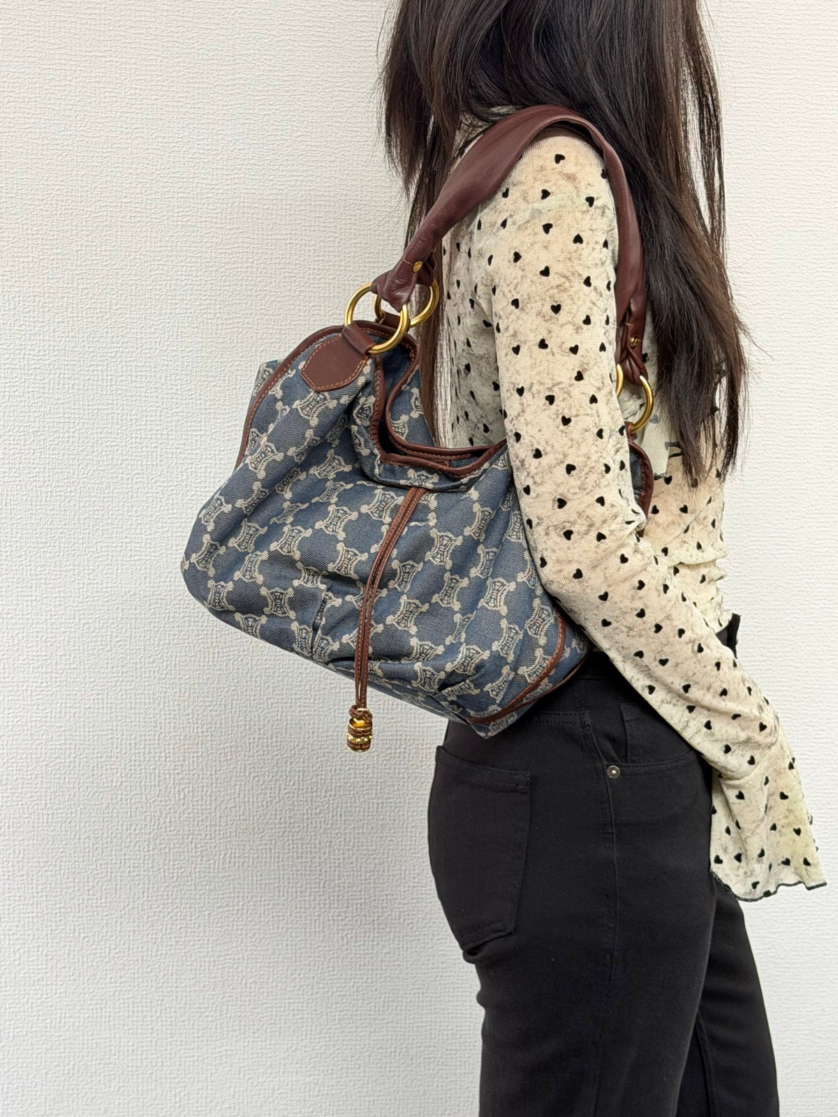CELINE Macadam Denim Bittersweet Hobo Bag