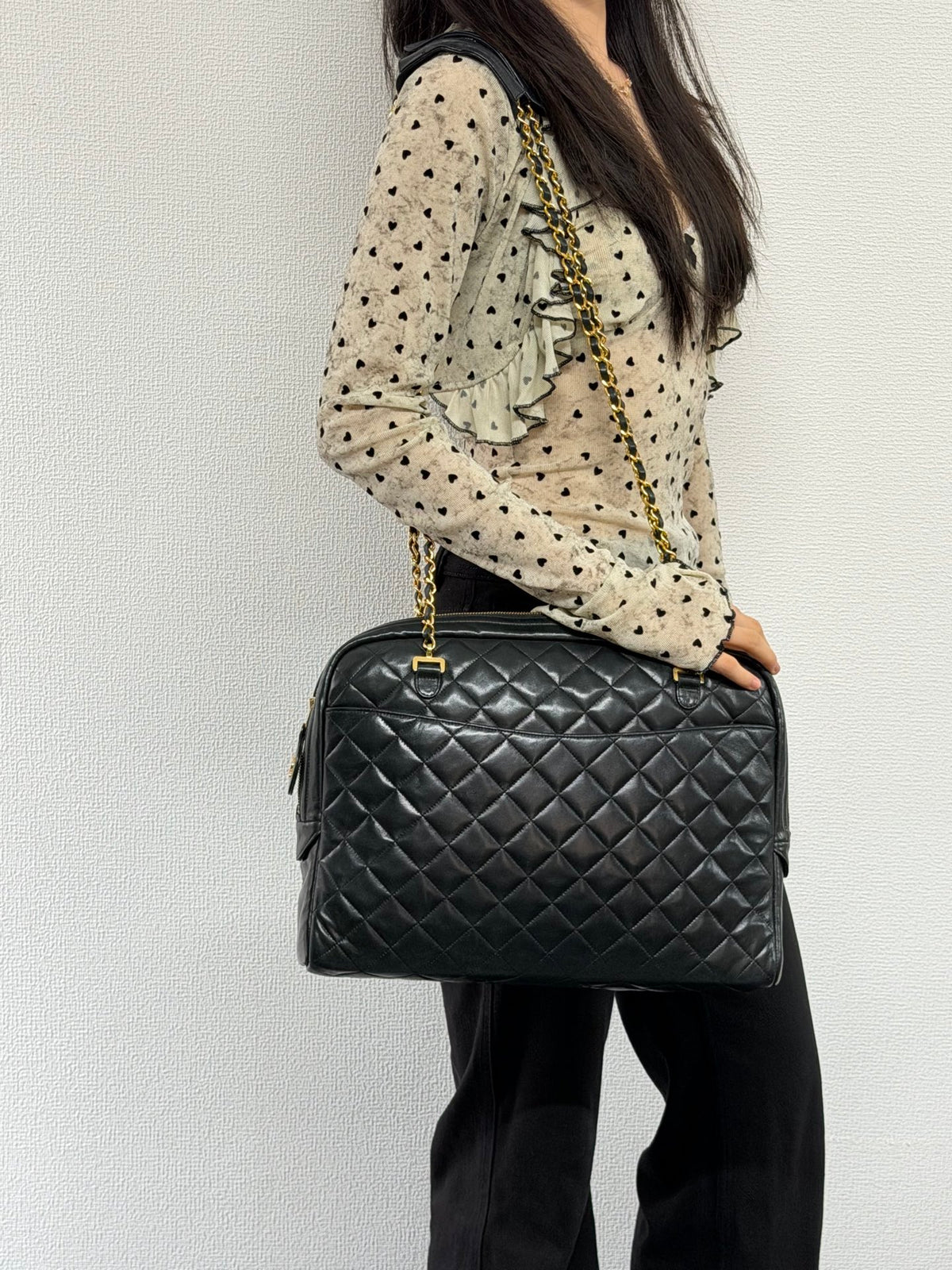CHANEL Large Lambskin Quilted Front-Pocket Camera Tote Bag