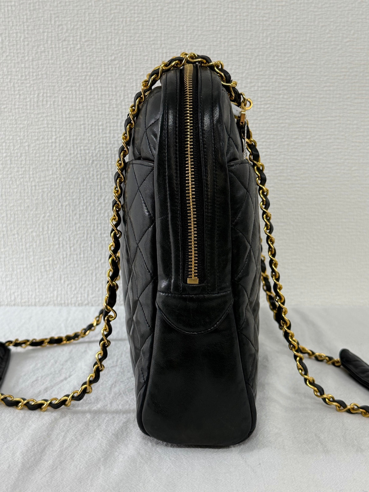 CHANEL Large Lambskin Quilted Front-Pocket Camera Tote Bag