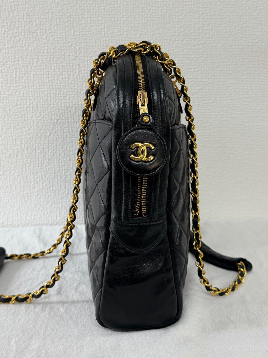 CHANEL Large Lambskin Quilted Front-Pocket Camera Tote Bag
