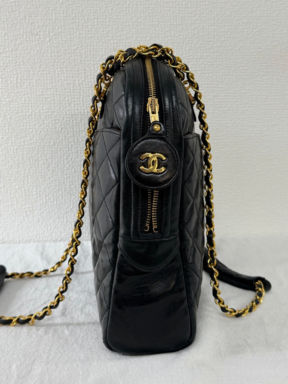 CHANEL Large Lambskin Quilted Front-Pocket Camera Tote Bag