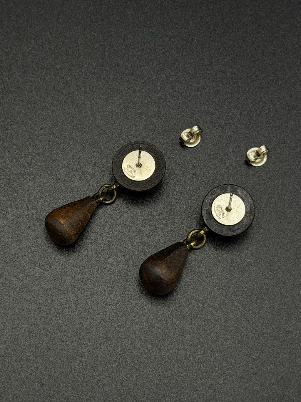 CHANEL Double C Logo Wood Earring