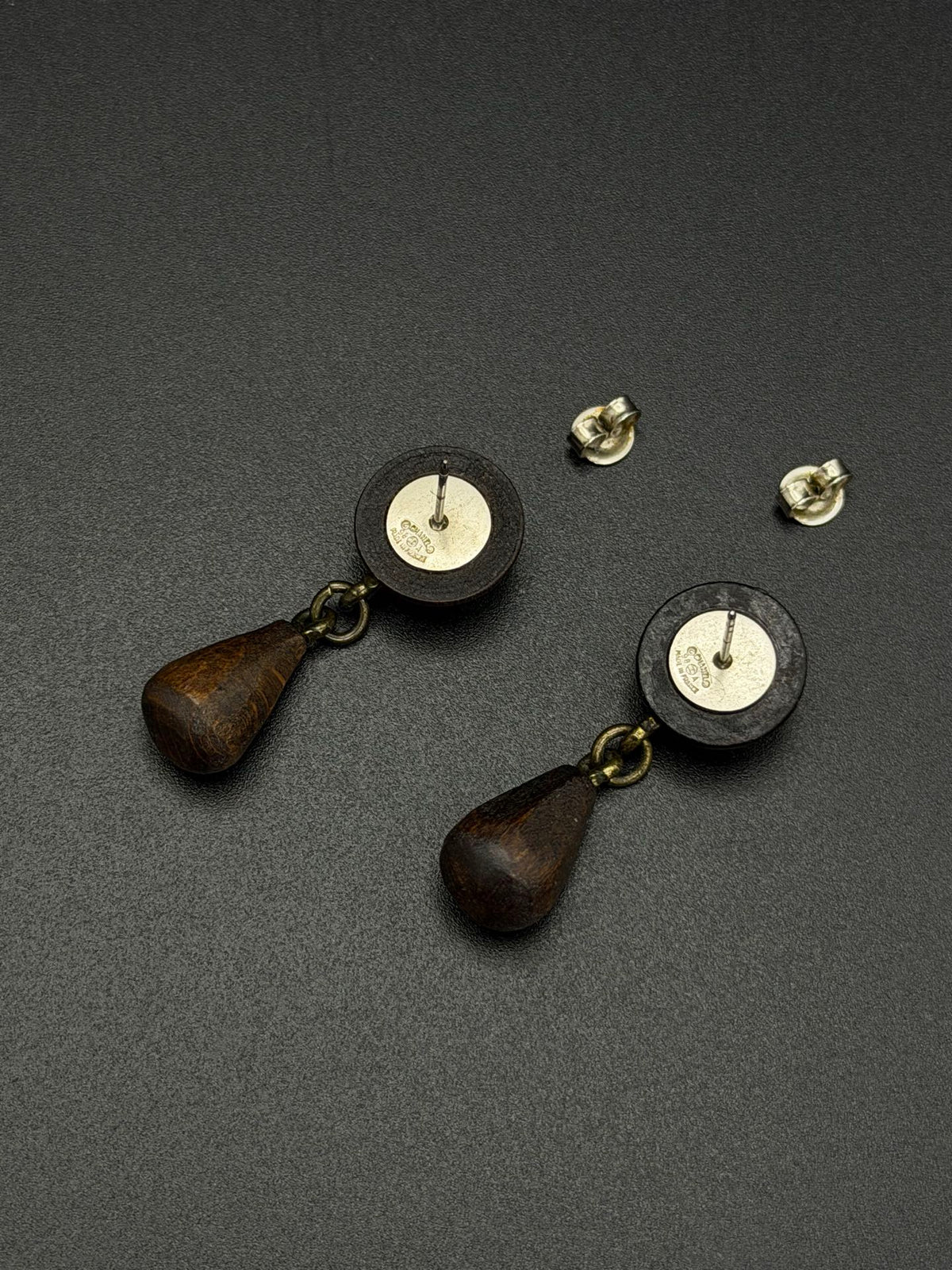 CHANEL Double C Logo Wood Earring