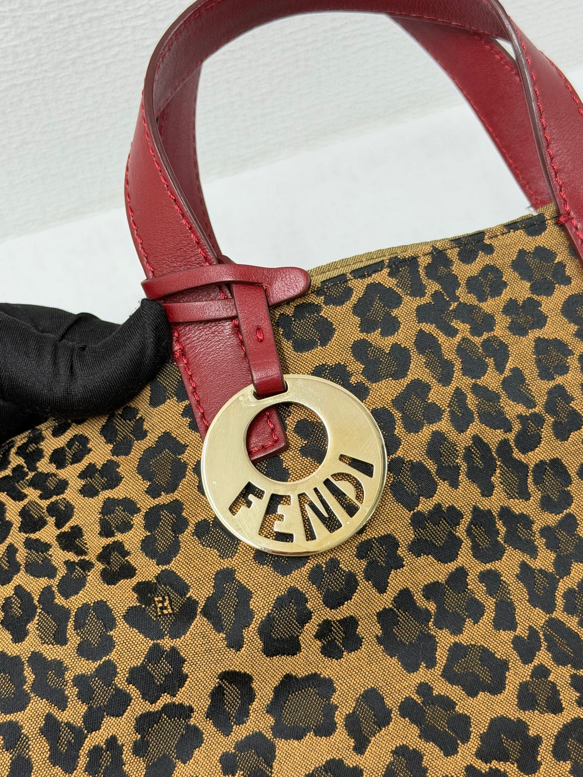 Fendi Leopard Printed Canvas Shopping Tote Bag
