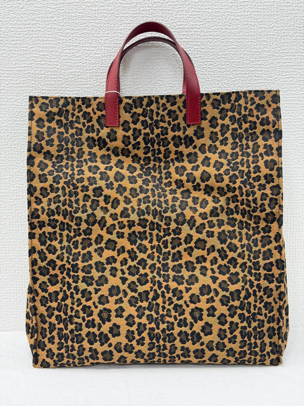 Fendi Leopard Printed Canvas Shopping Tote Bag