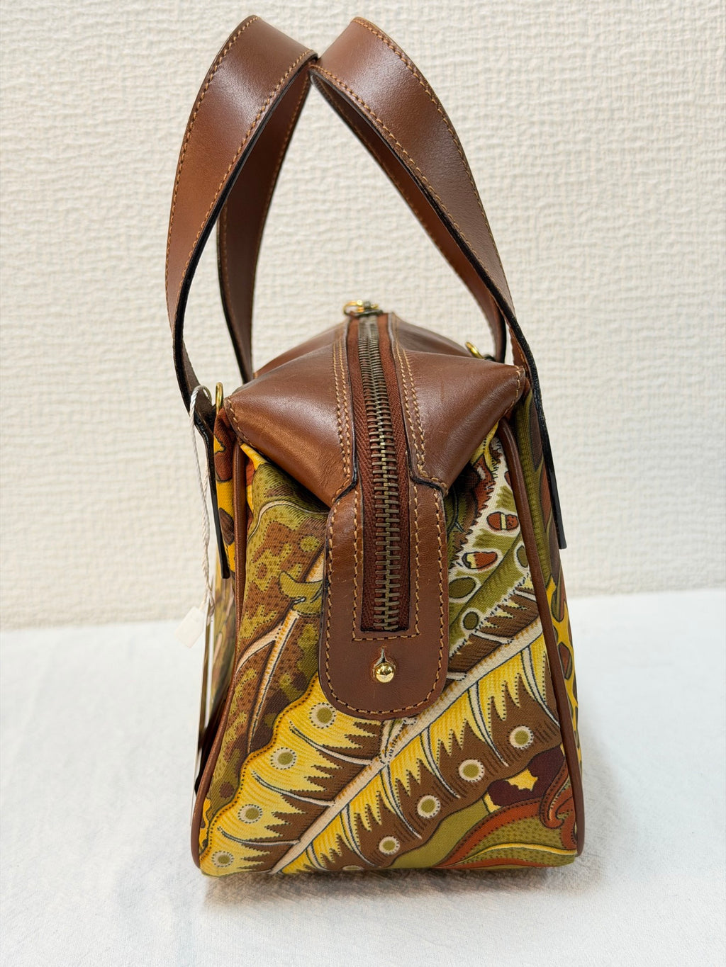 Salvatore Ferragamo  Leaf Print Canvas & Leather Frame Bag