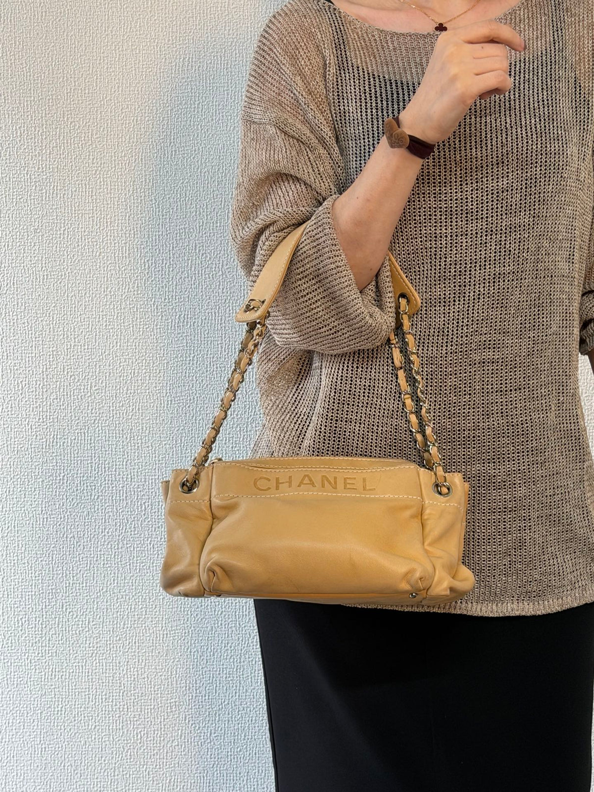 CHANEL Wild Stitch  East/West Hobo Chain Shoulder Bag