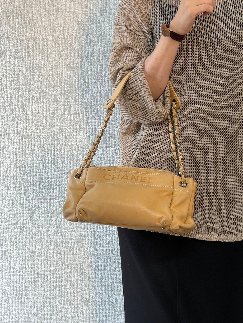 CHANEL Wild Stitch  East/West Hobo Chain Shoulder Bag