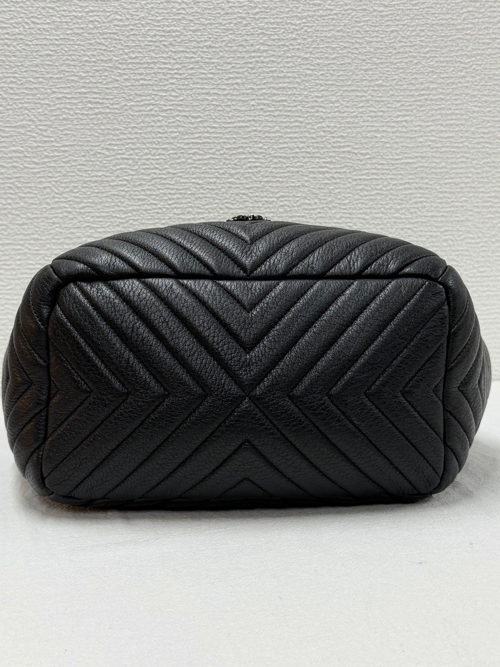 CHANEL Caviar Skin Chevron Drawstring Backpack / Bucket Bag