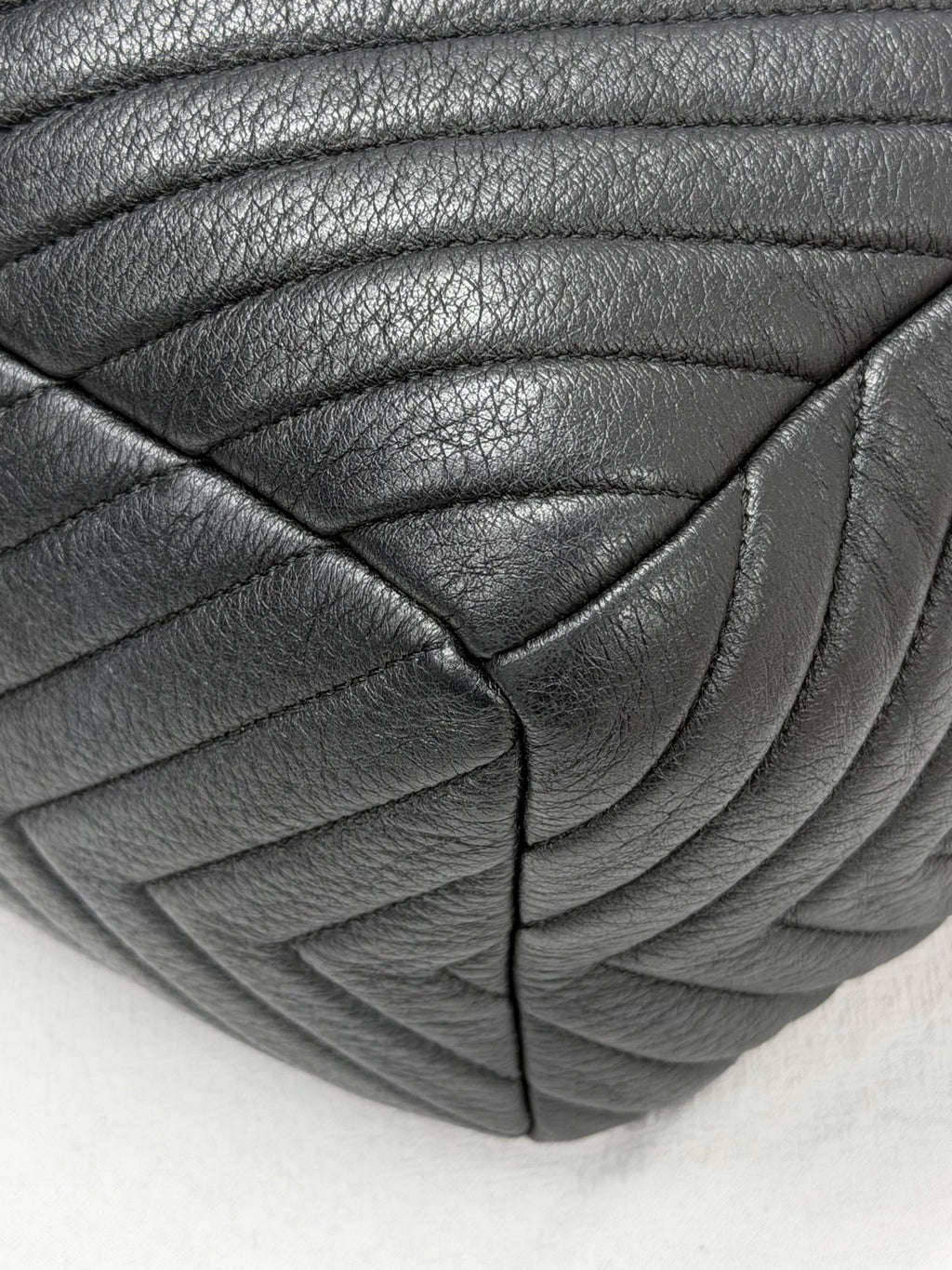 CHANEL Caviar Skin Chevron Drawstring Backpack / Bucket Bag