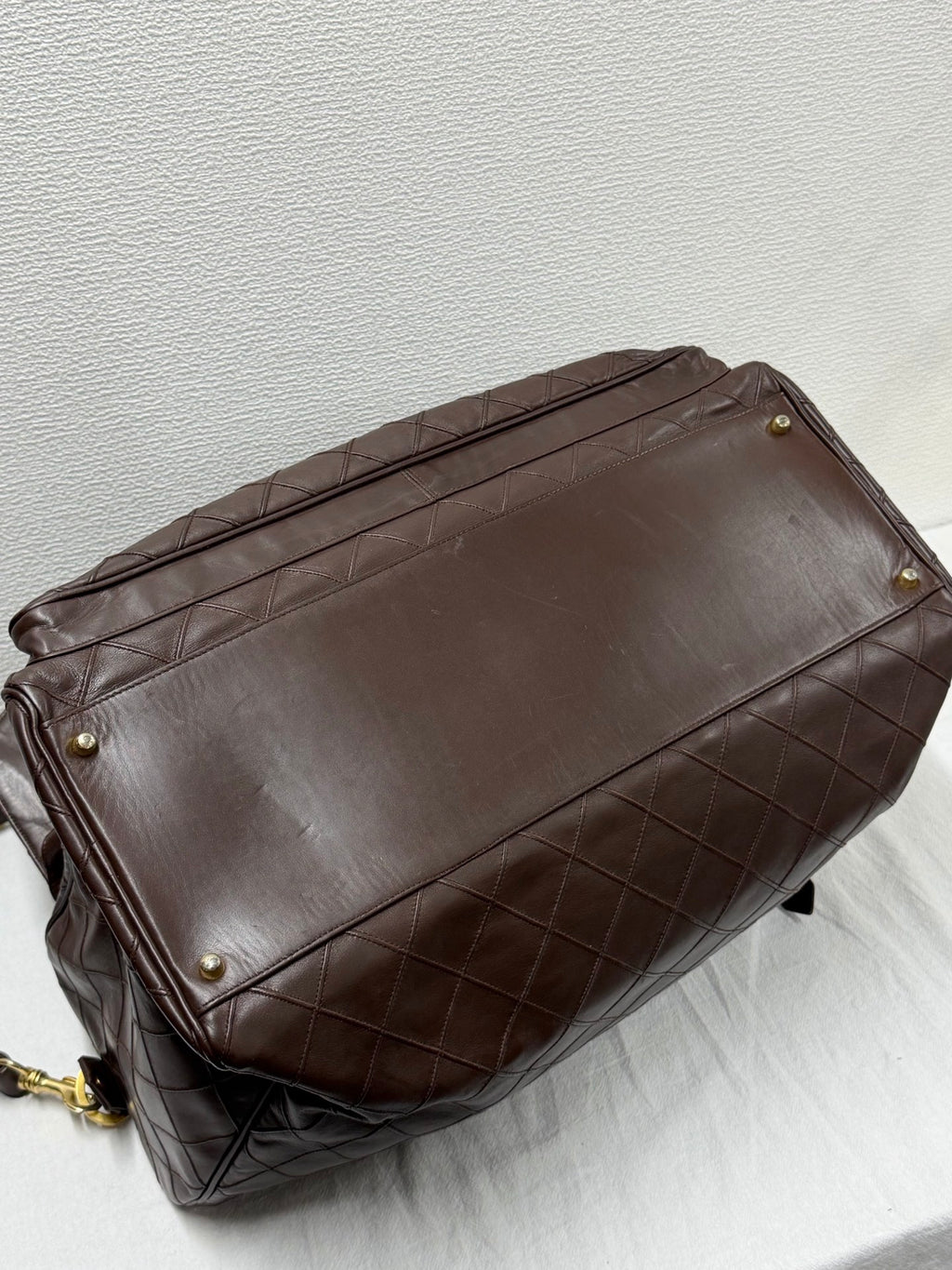 CHANEL Quilted Lambskin Top Handle Duffle Bag