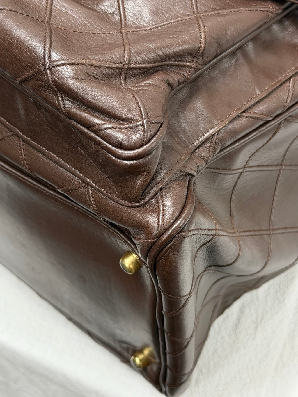 CHANEL Quilted Lambskin Top Handle Duffle Bag