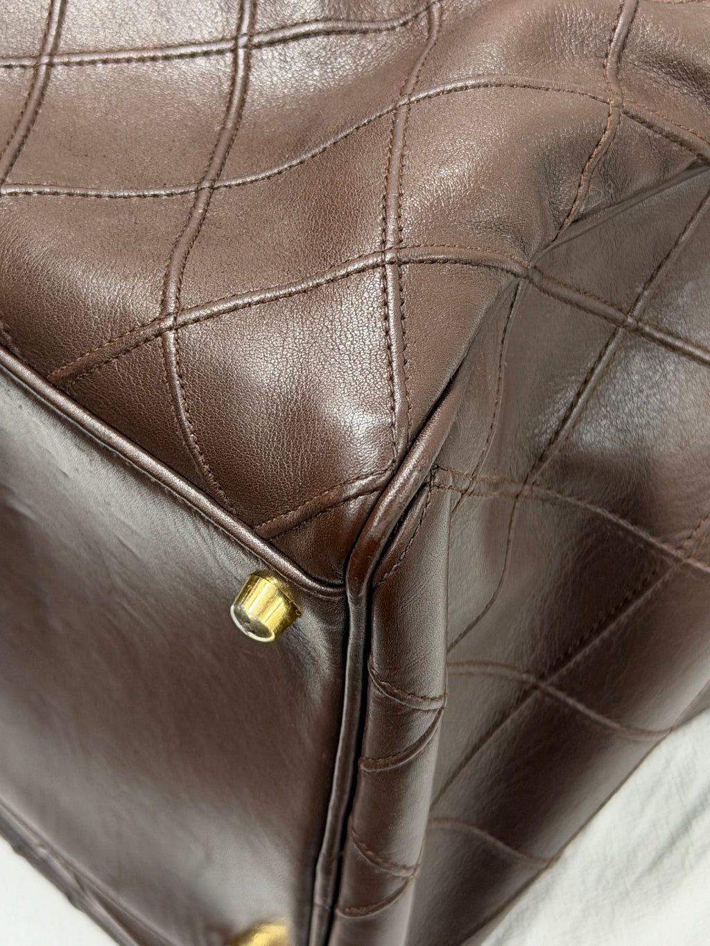 CHANEL Quilted Lambskin Top Handle Duffle Bag