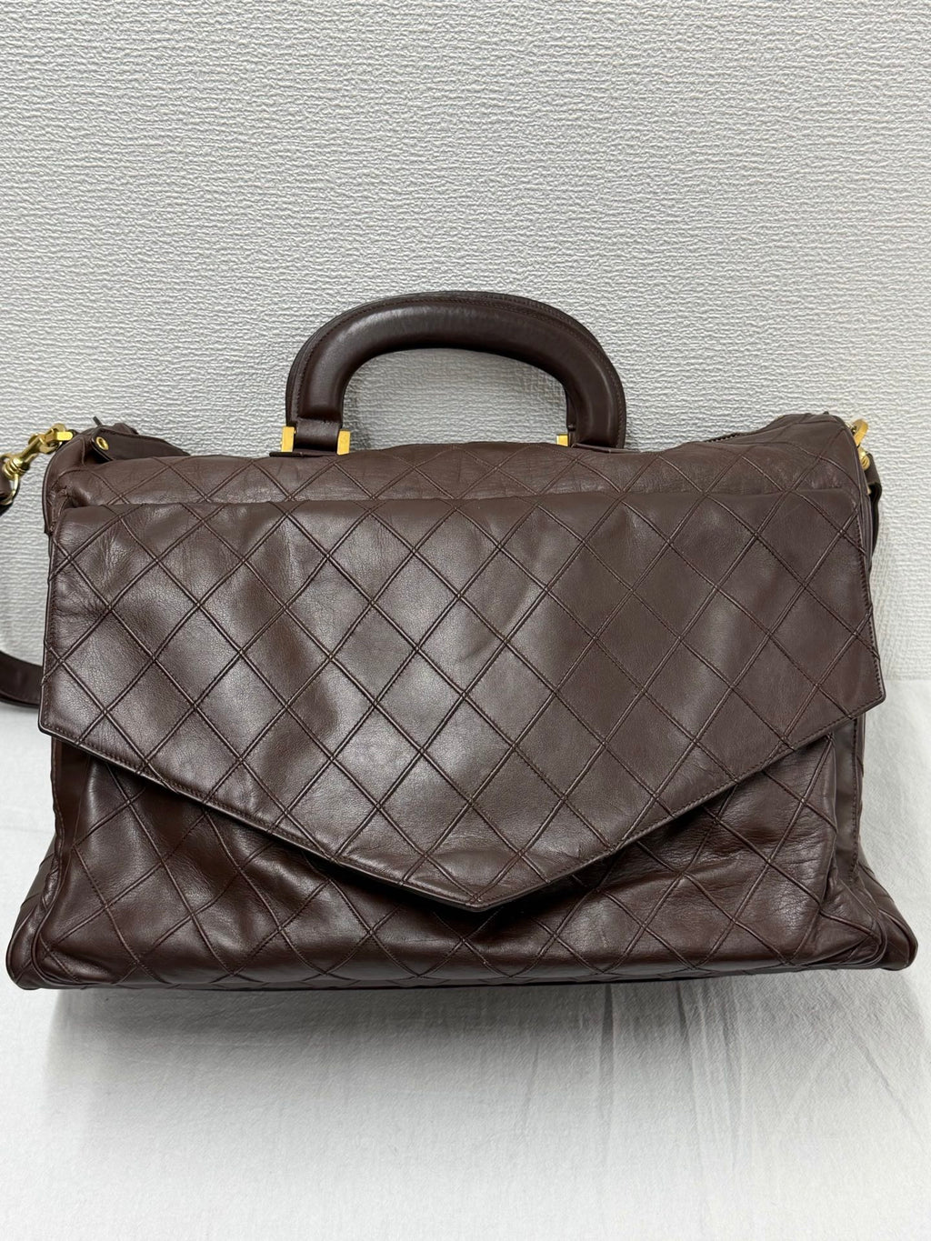 CHANEL Quilted Lambskin Top Handle Duffle Bag