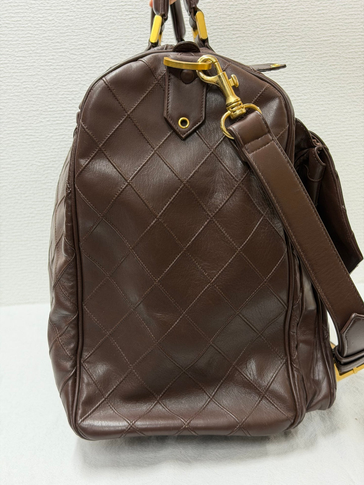 CHANEL Quilted Lambskin Top Handle Duffle Bag