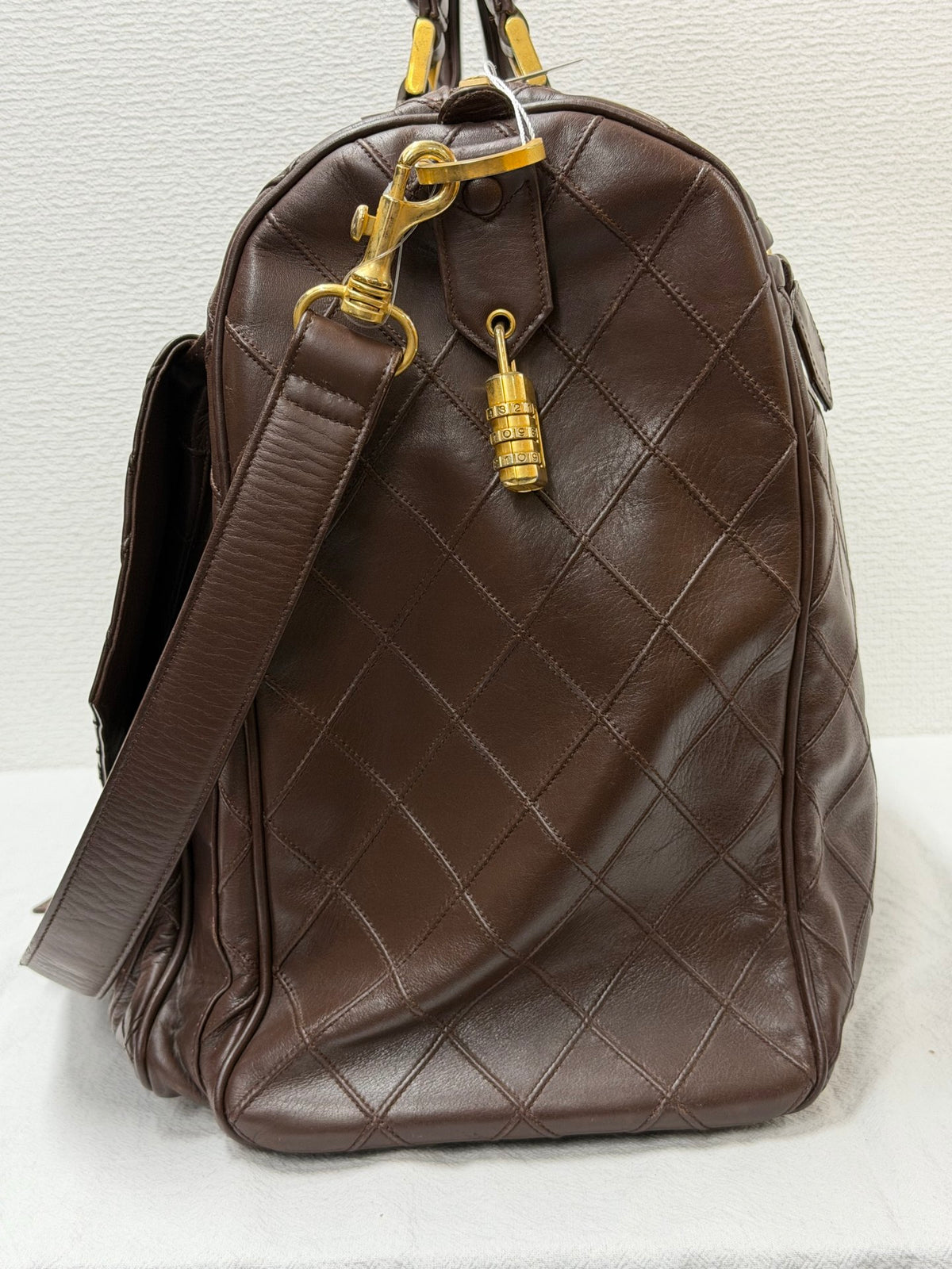 CHANEL Quilted Lambskin Top Handle Duffle Bag