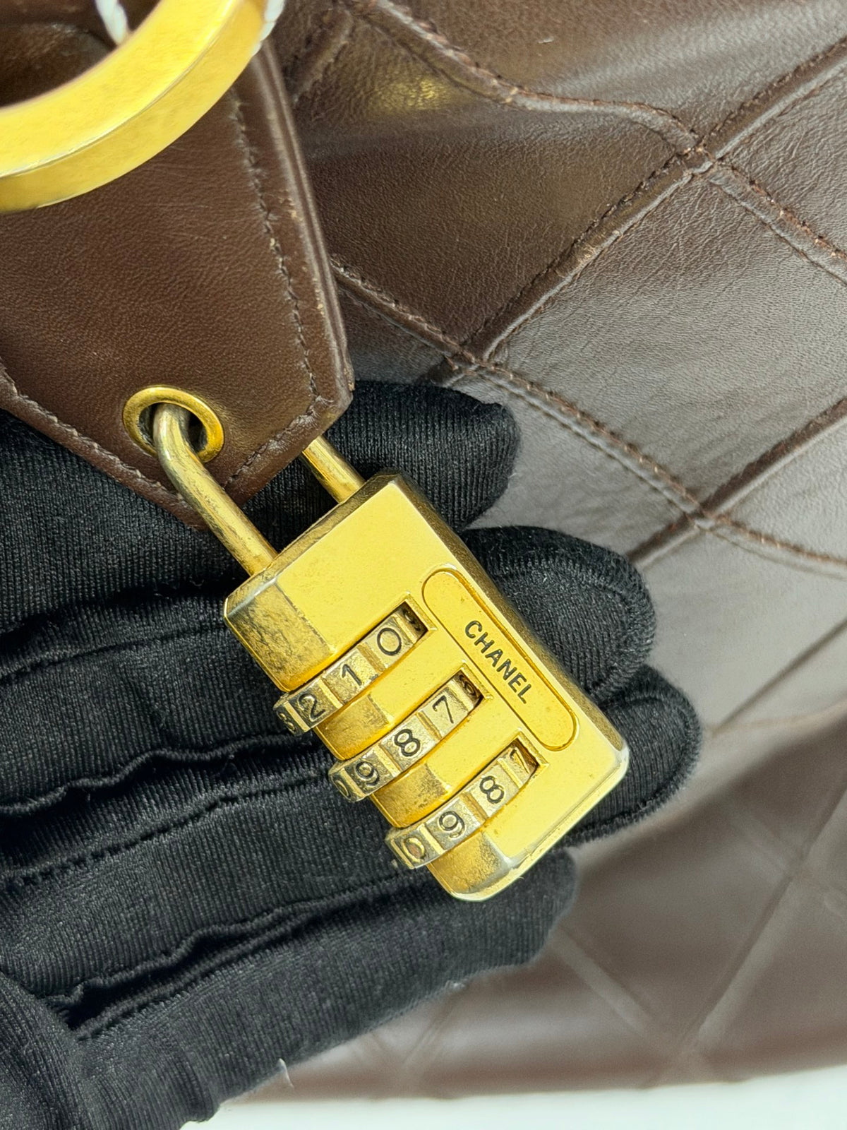 CHANEL Quilted Lambskin Top Handle Duffle Bag