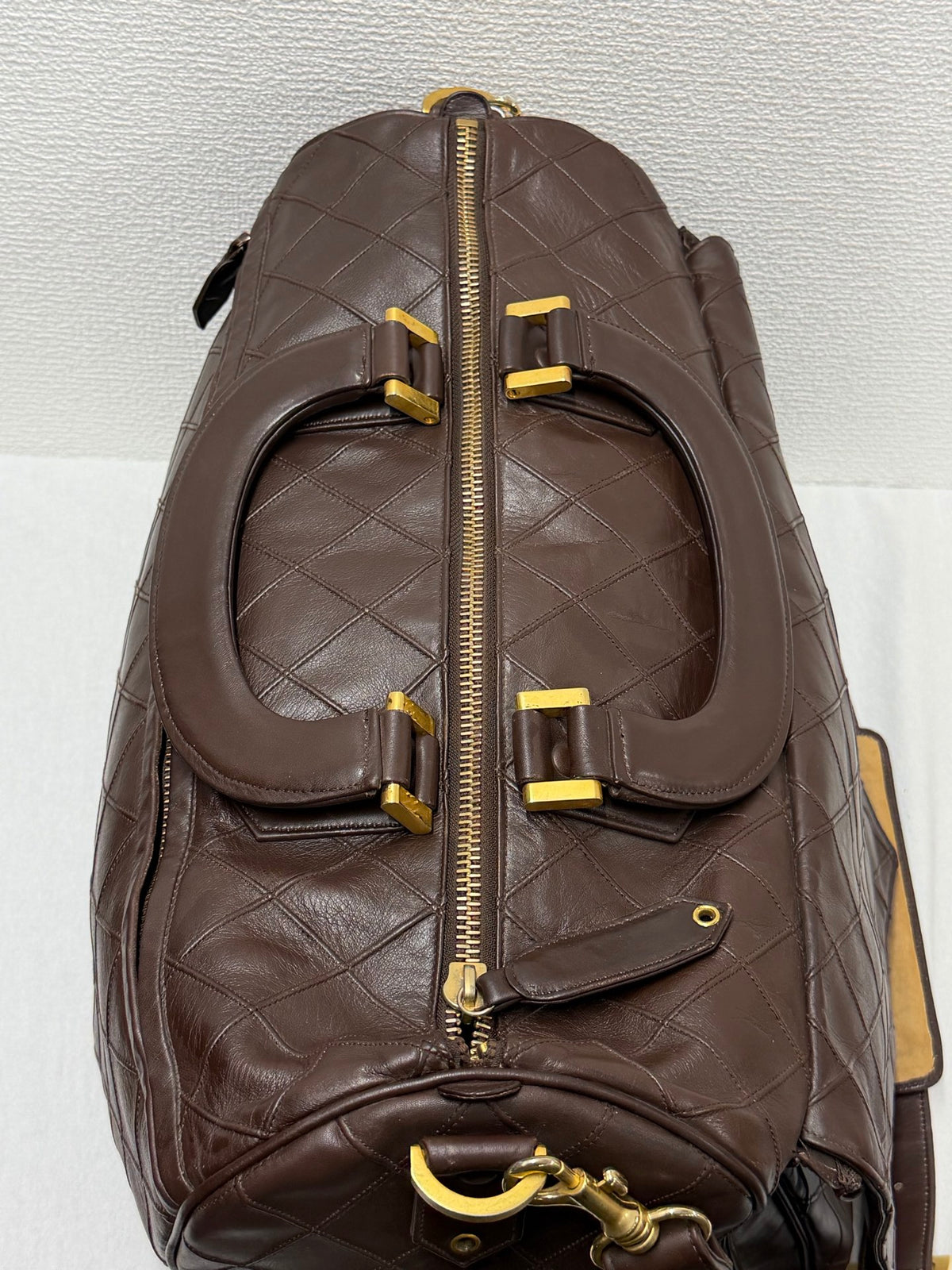 CHANEL Quilted Lambskin Top Handle Duffle Bag