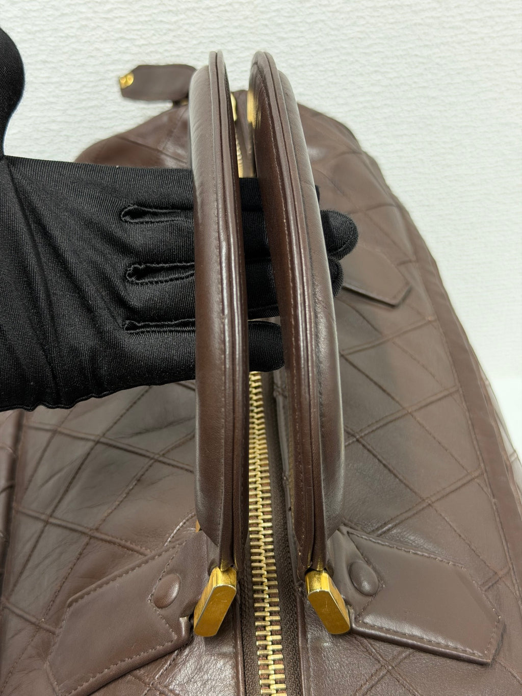 CHANEL Quilted Lambskin Top Handle Duffle Bag