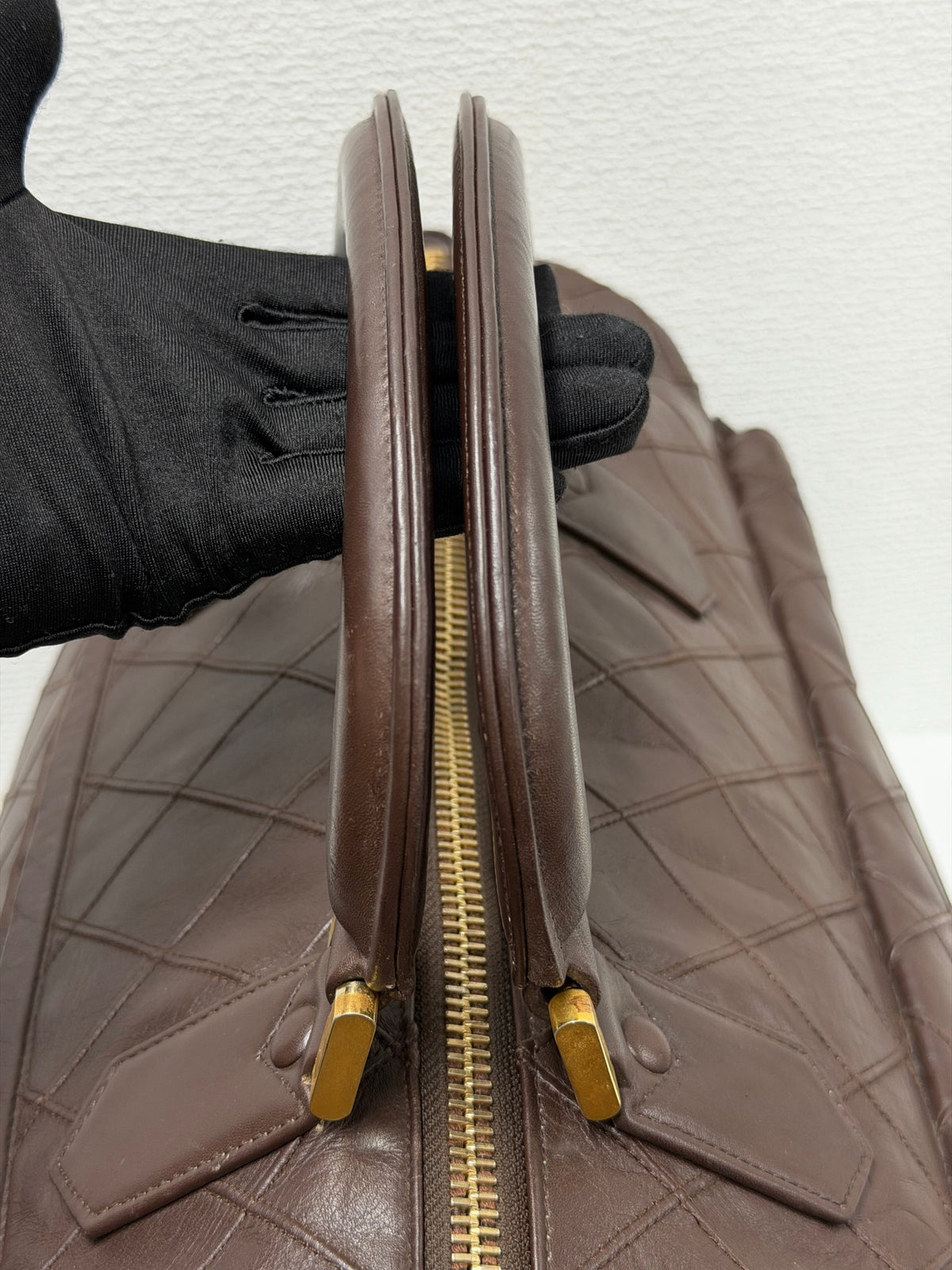 CHANEL Quilted Lambskin Top Handle Duffle Bag
