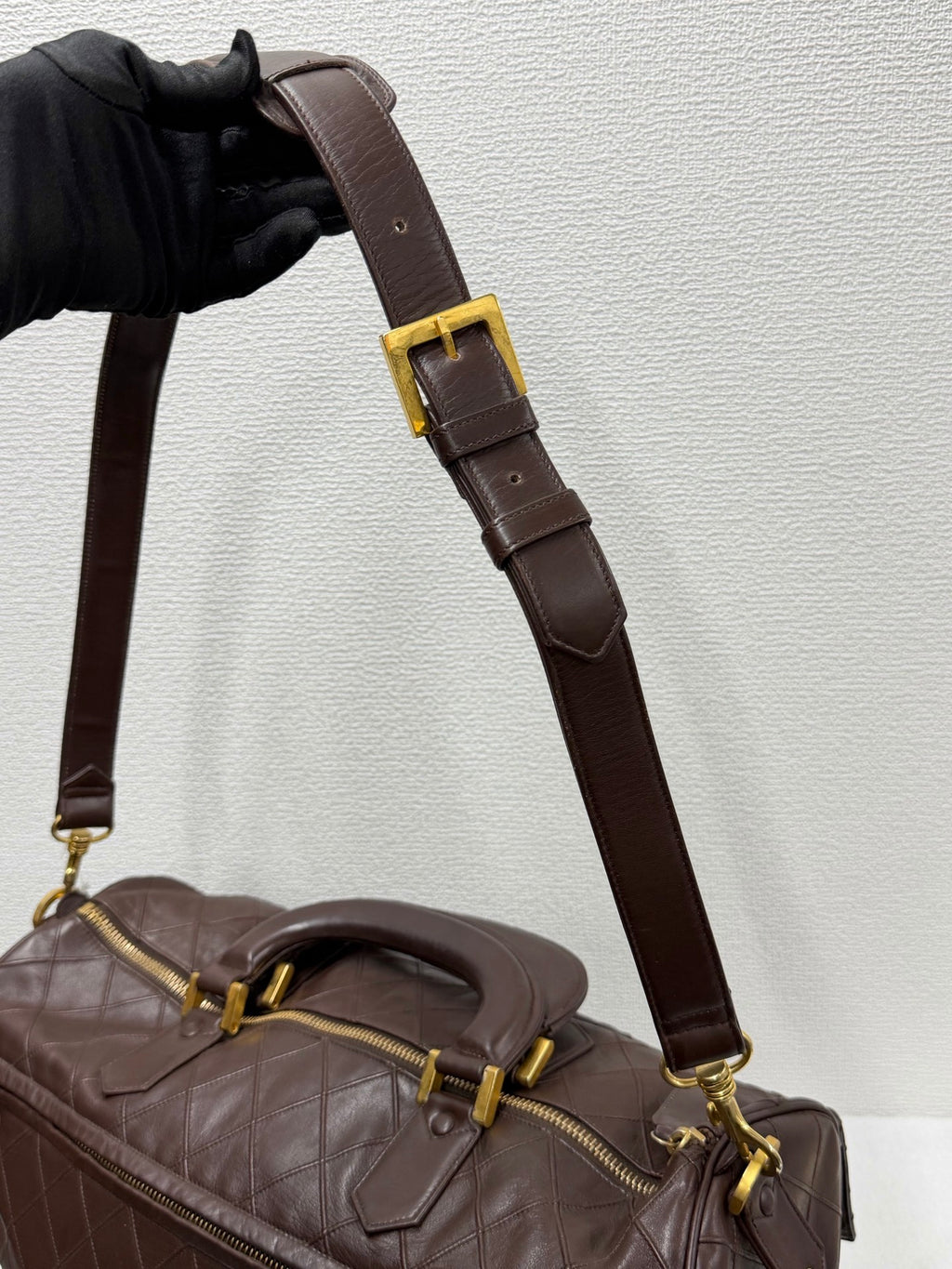 CHANEL Quilted Lambskin Top Handle Duffle Bag
