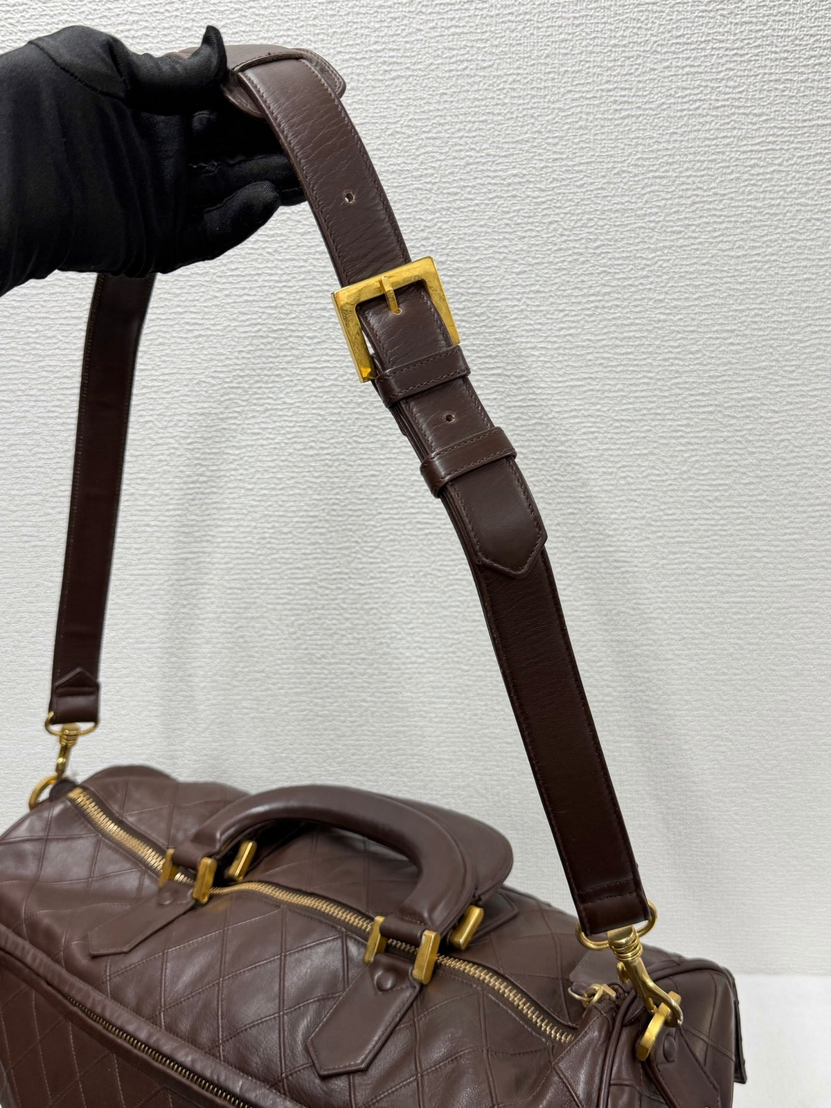 CHANEL Quilted Lambskin Top Handle Duffle Bag