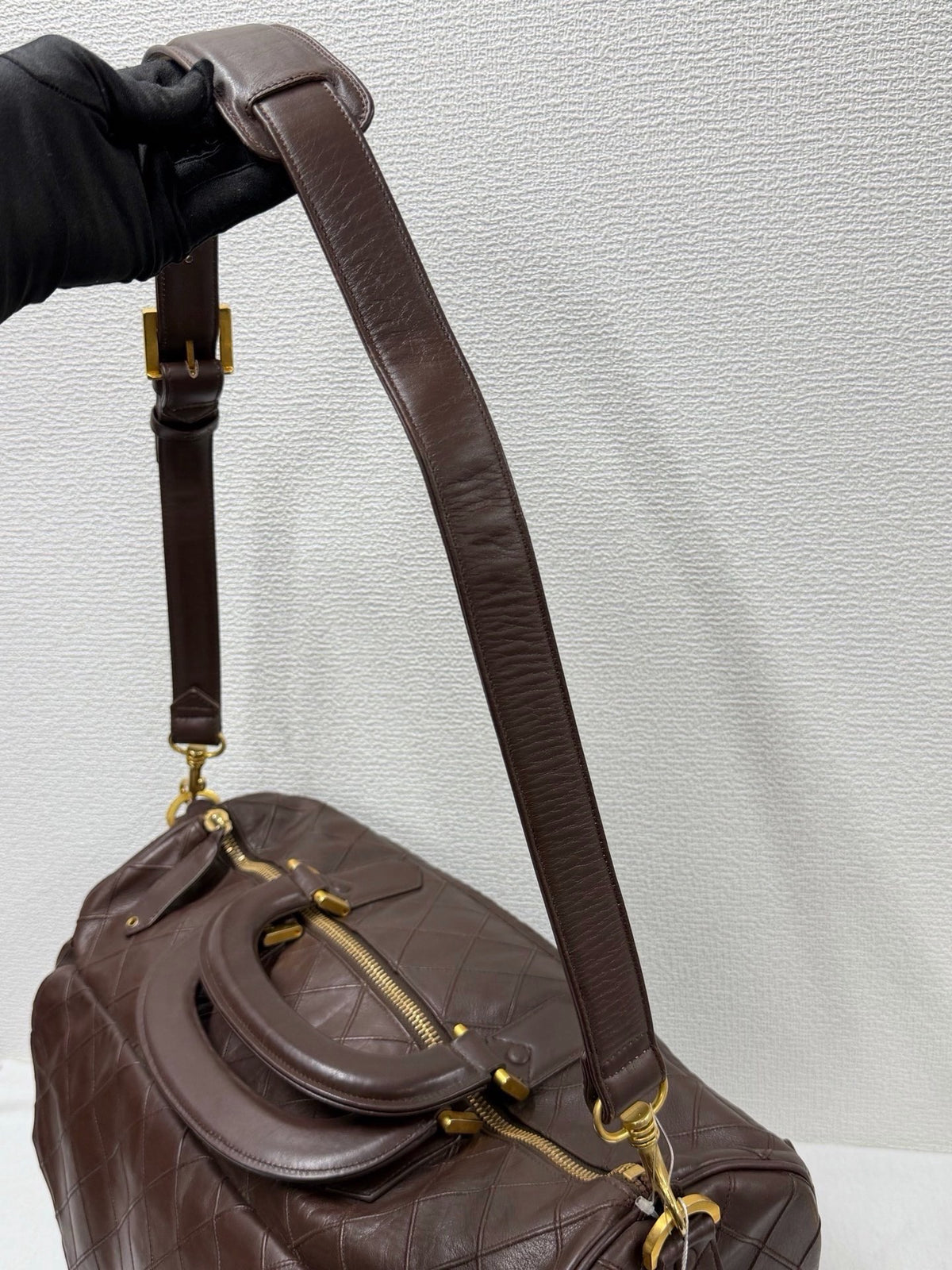 CHANEL Quilted Lambskin Top Handle Duffle Bag