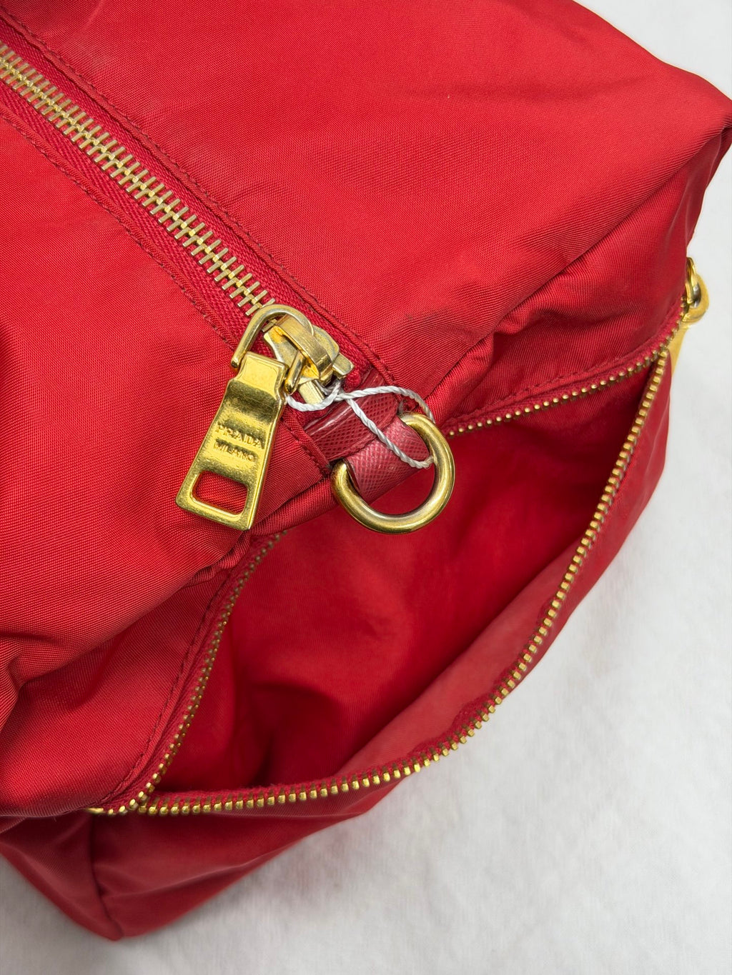 PRADA Tessuto Nylon Saffiano Leather 2way Boston Bag Rosso