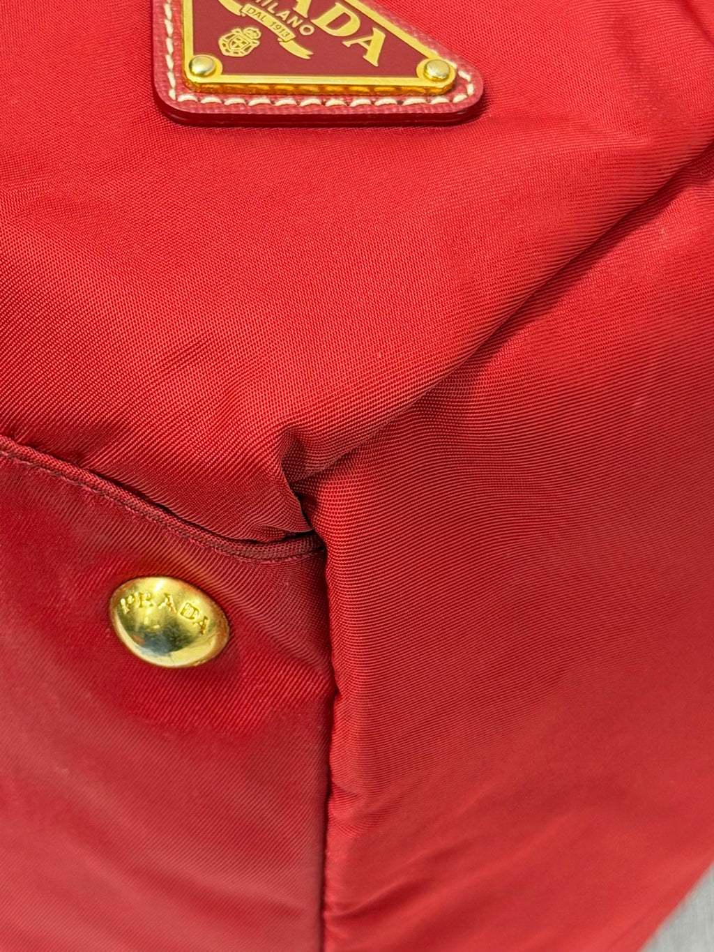 PRADA Tessuto Nylon Saffiano Leather 2way Boston Bag Rosso