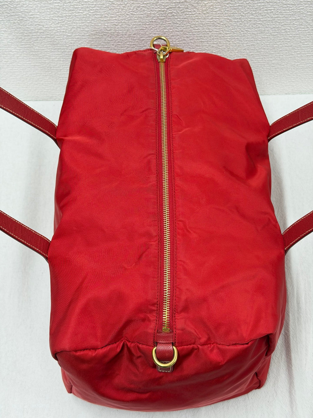 PRADA Tessuto Nylon Saffiano Leather 2way Boston Bag Rosso