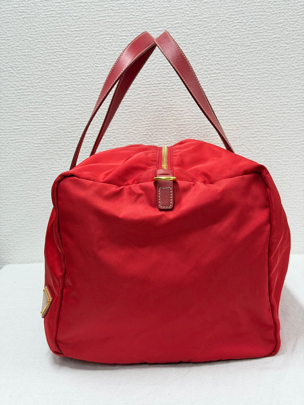 PRADA Tessuto Nylon Saffiano Leather 2way Boston Bag Rosso