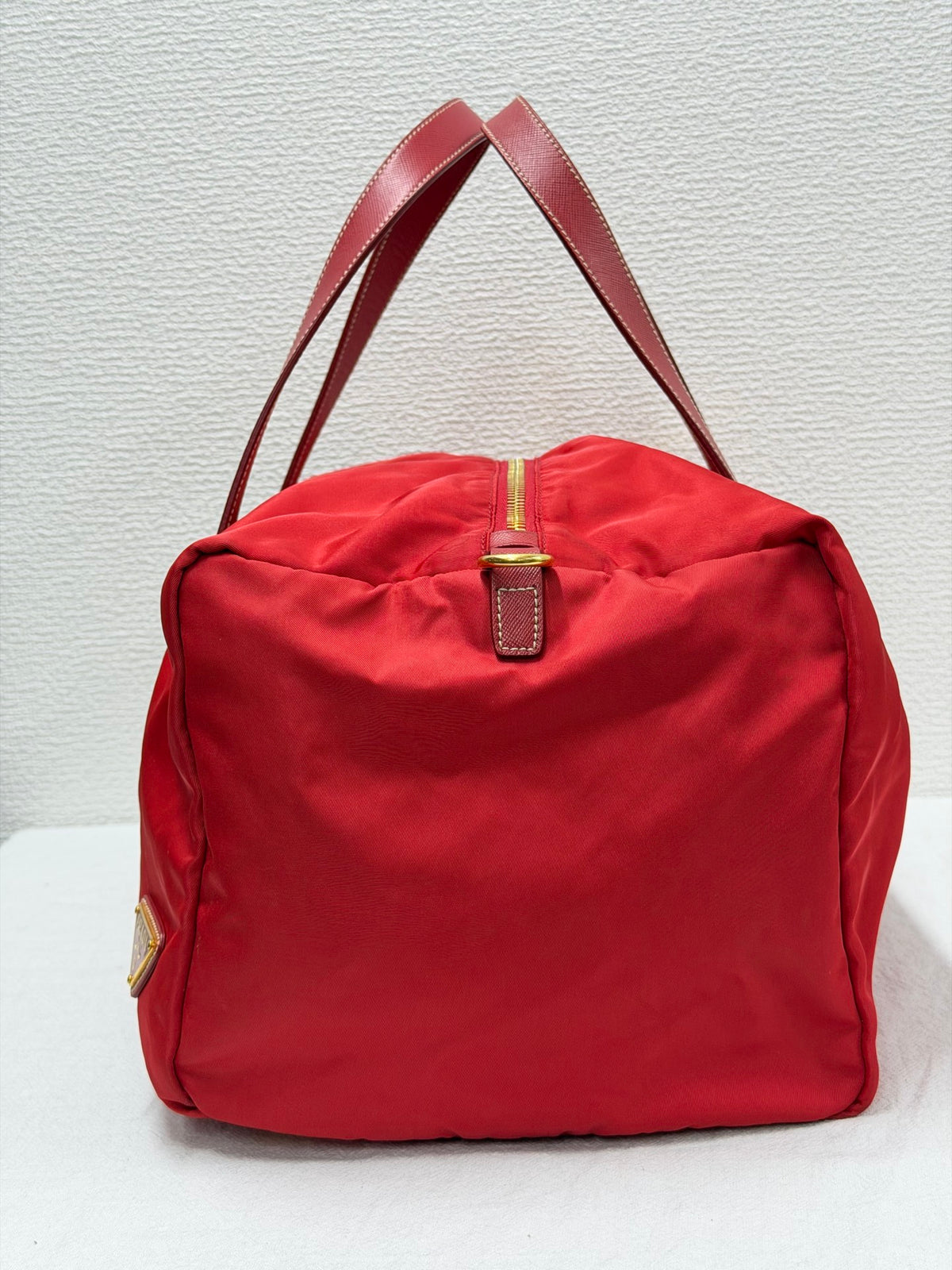 PRADA Tessuto Nylon Saffiano Leather 2way Boston Bag Rosso