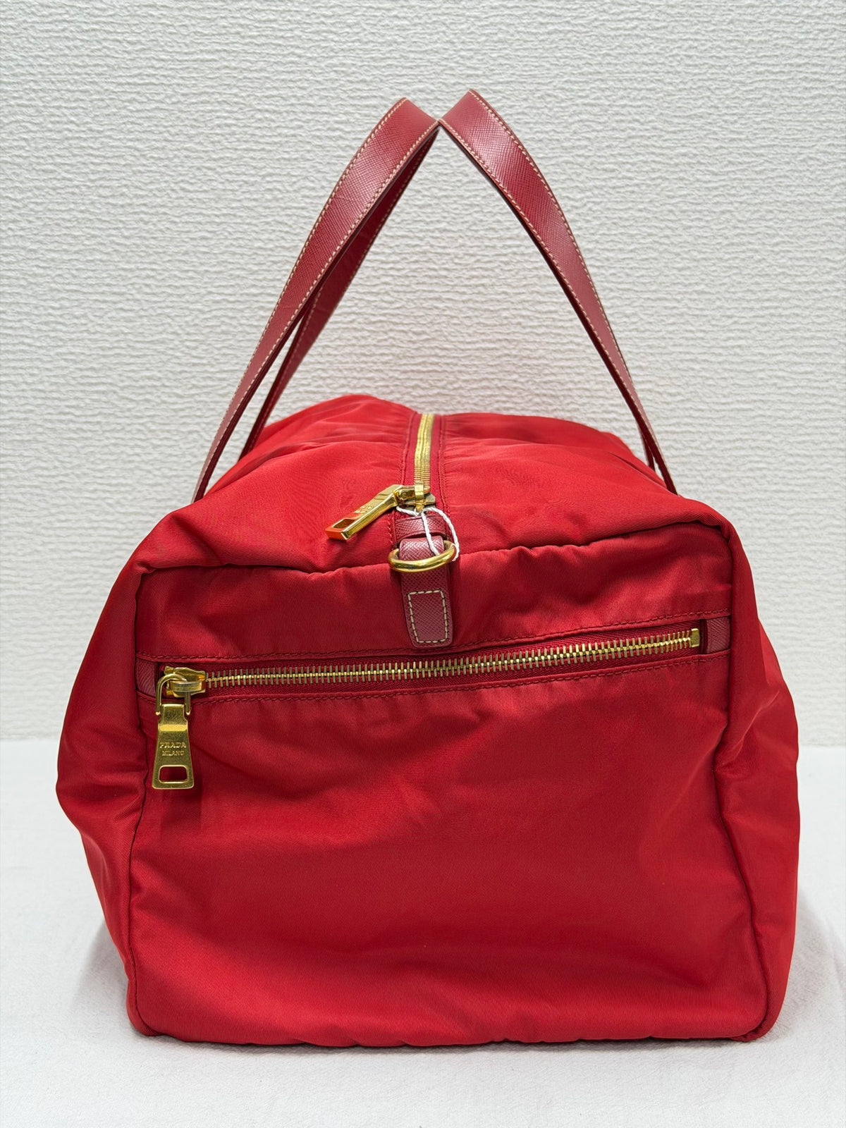 PRADA Tessuto Nylon Saffiano Leather 2way Boston Bag Rosso