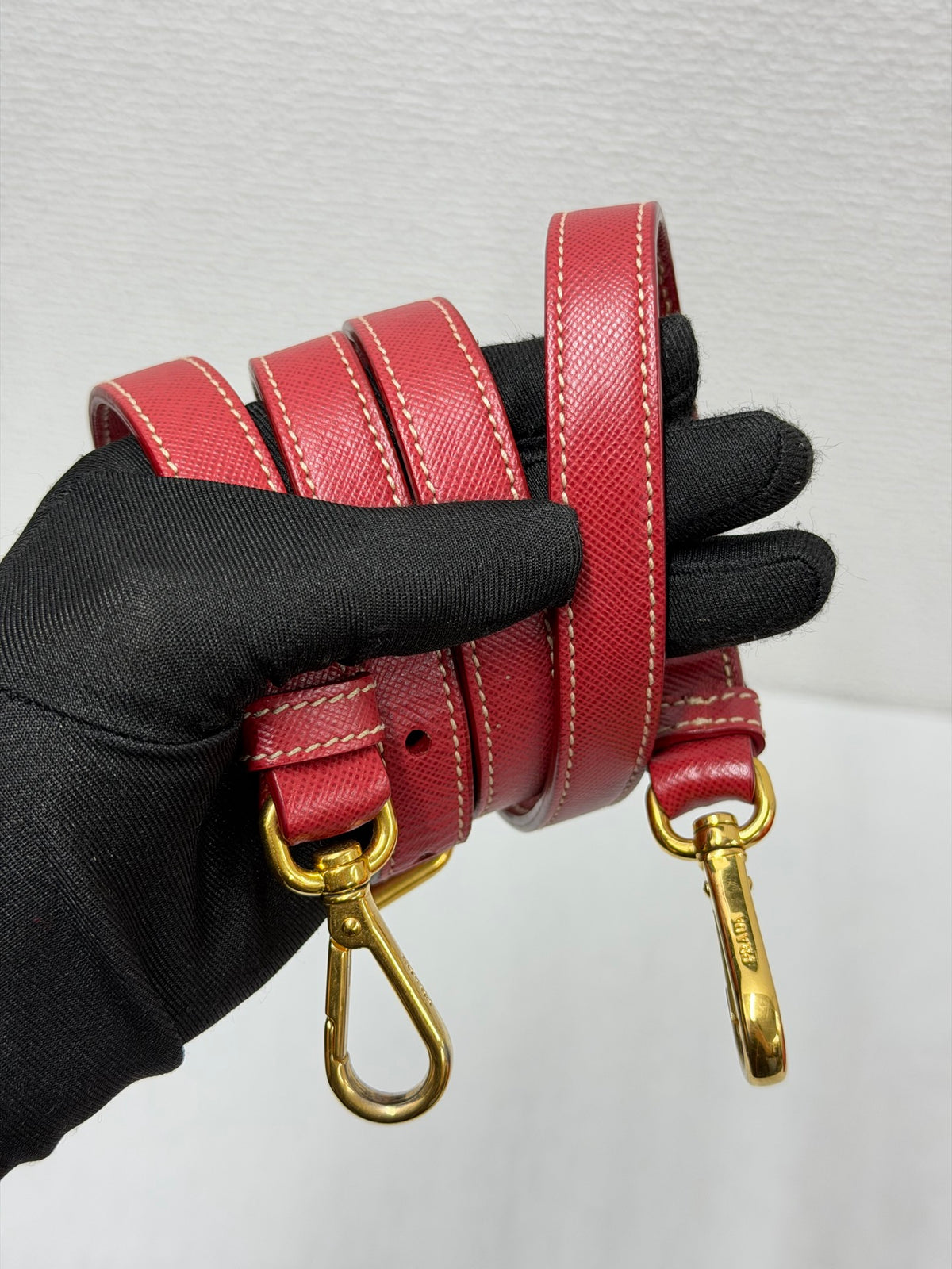 PRADA Tessuto Nylon Saffiano Leather 2way Boston Bag Rosso
