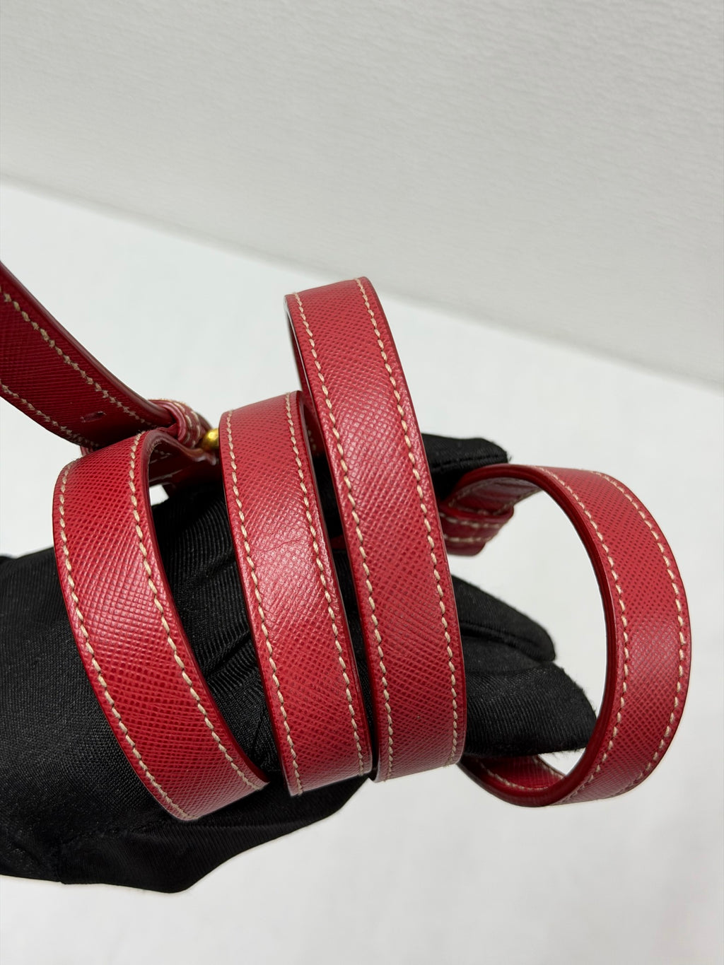PRADA Tessuto Nylon Saffiano Leather 2way Boston Bag Rosso