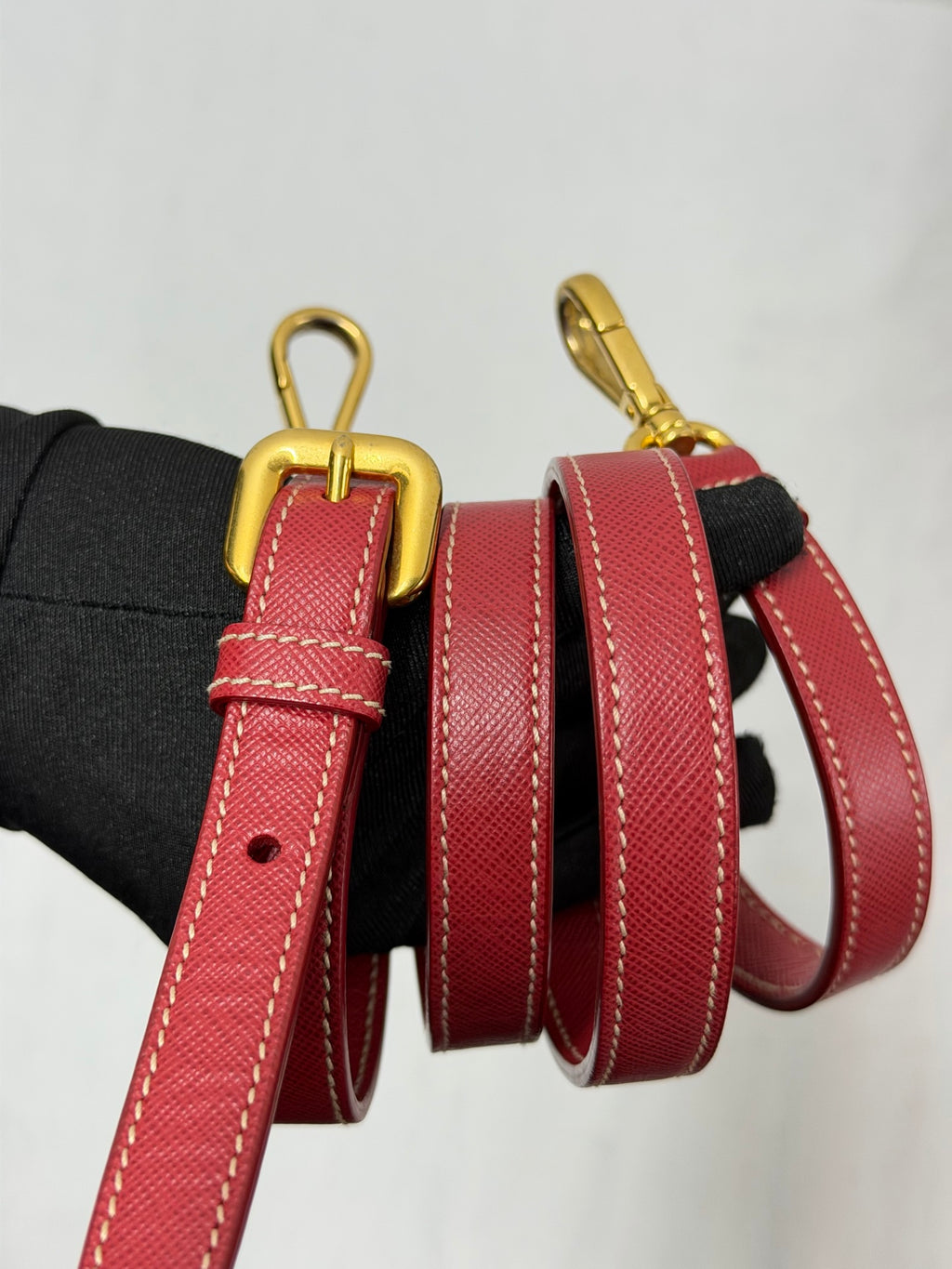 PRADA Tessuto Nylon Saffiano Leather 2way Boston Bag Rosso