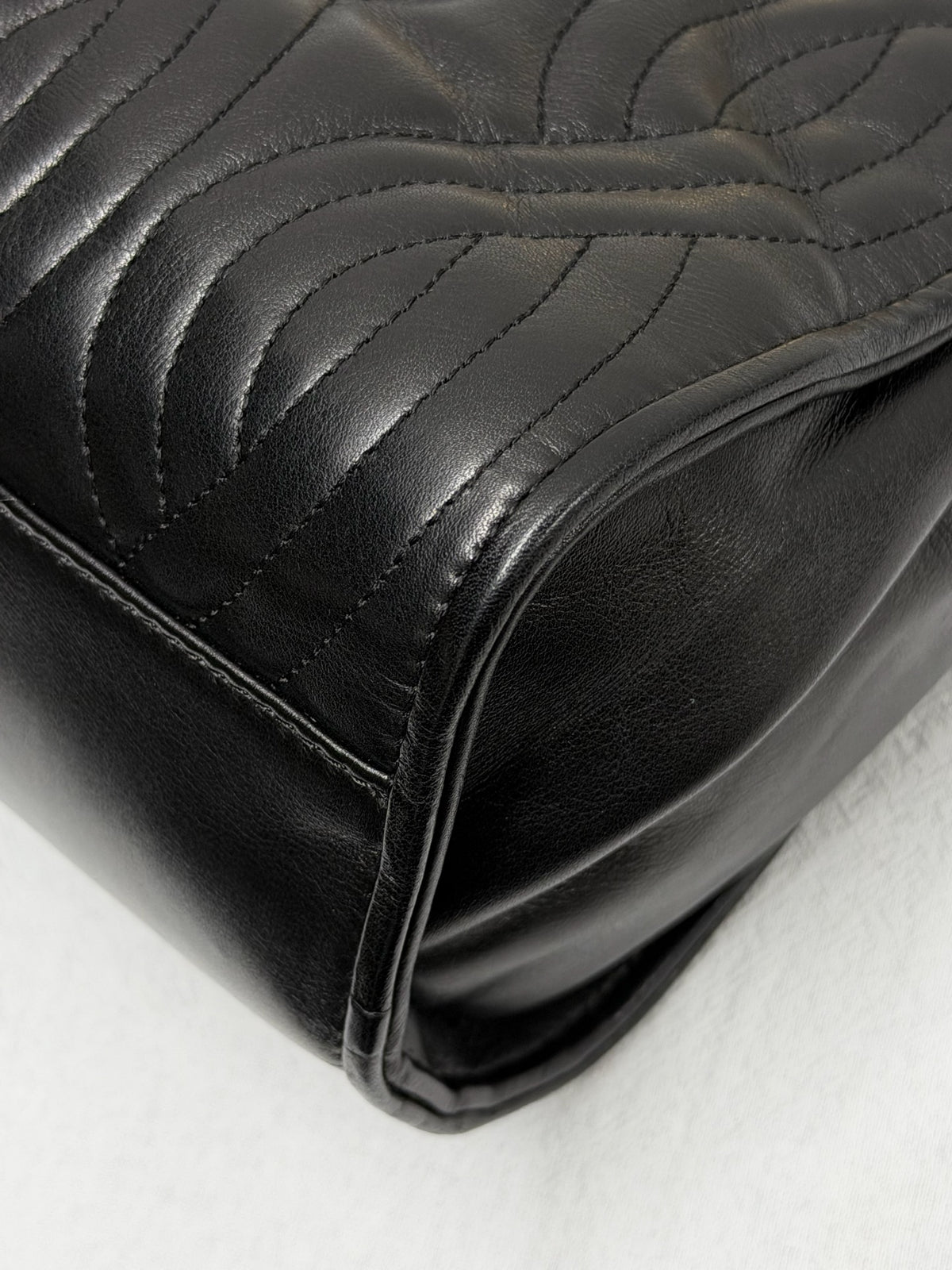 FENDI Vintage Pasta Quilted Leather 2way Handbag Gold Metal Handle Black