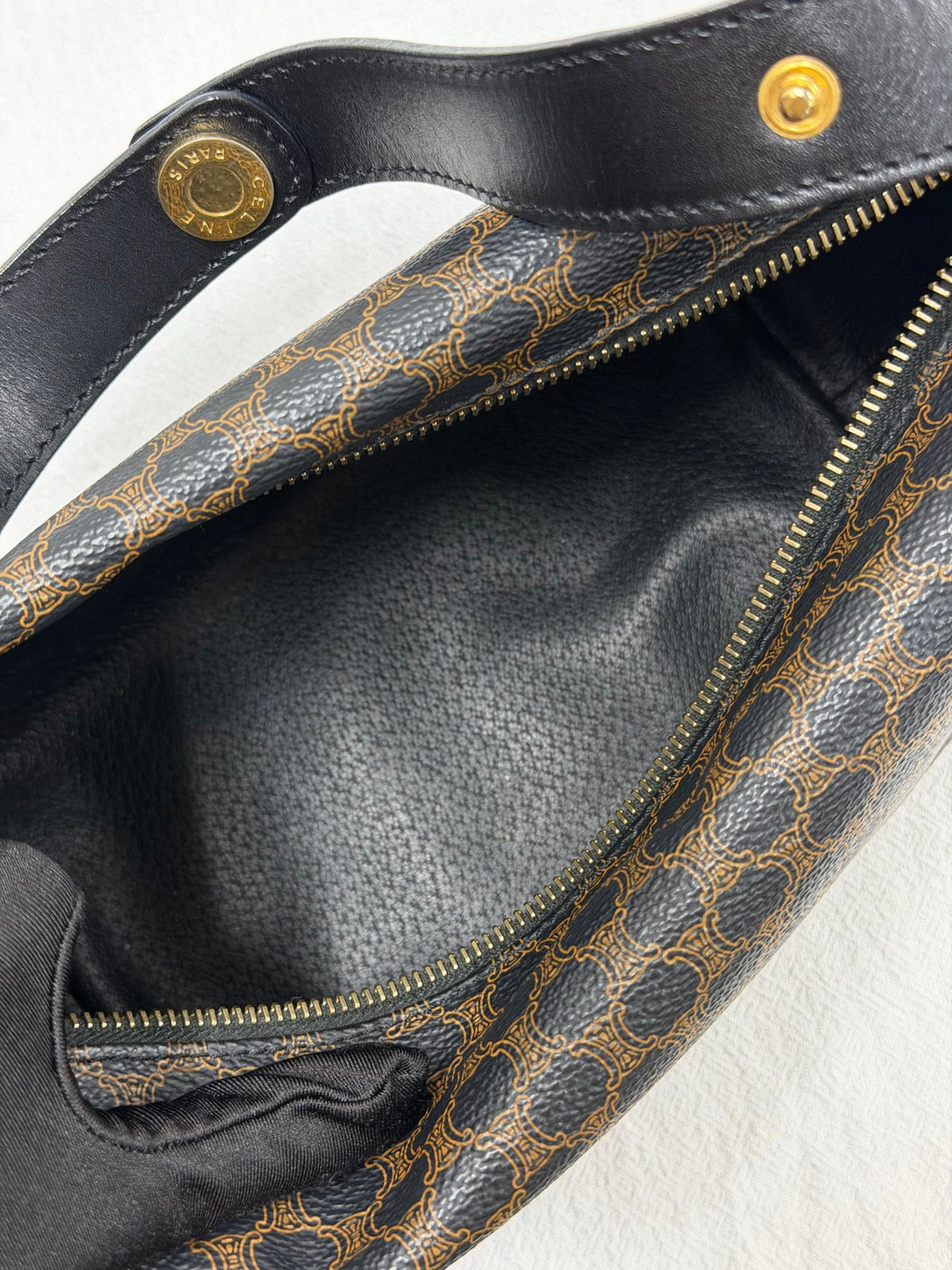 CELINE Vintage Black Macadam Canvas Accessories Pouch Shoulder Bag