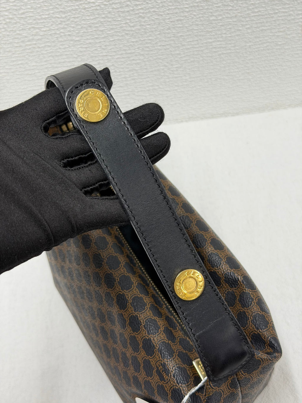 CELINE Vintage Black Macadam Canvas Accessories Pouch Shoulder Bag