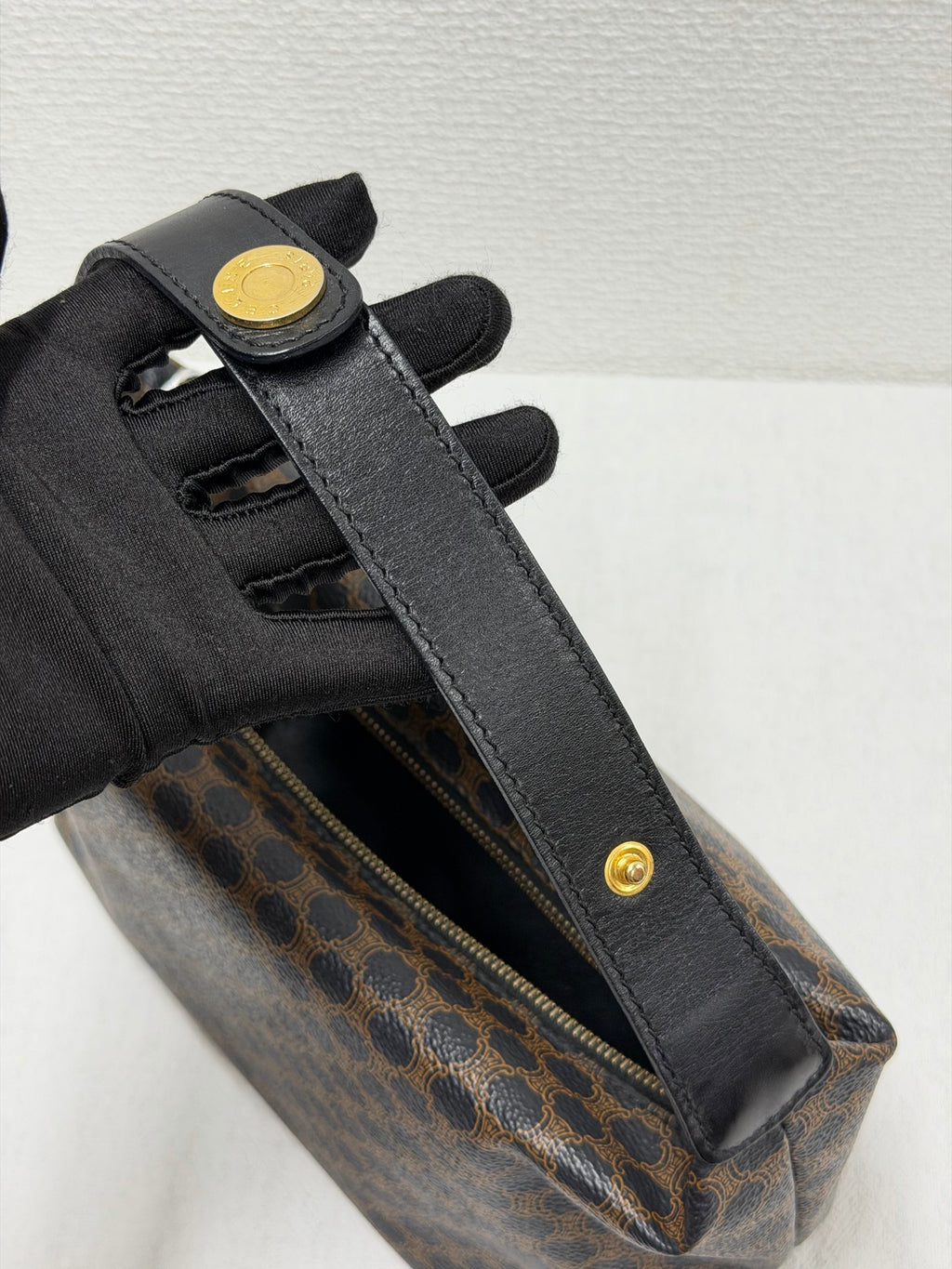 CELINE Vintage Black Macadam Canvas Accessories Pouch Shoulder Bag